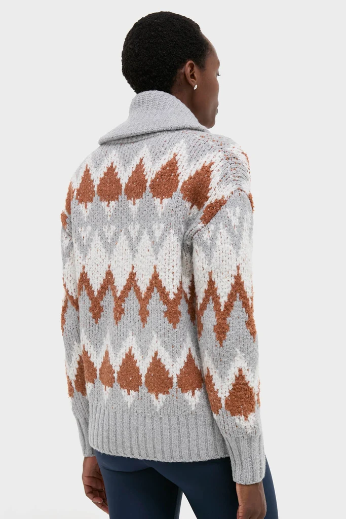 Grey Melange Brockley Jacquard Knit Jacket - Image 4