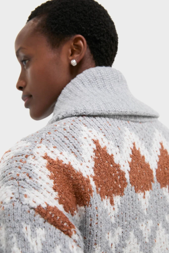 Grey Melange Brockley Jacquard Knit Jacket - Image 5