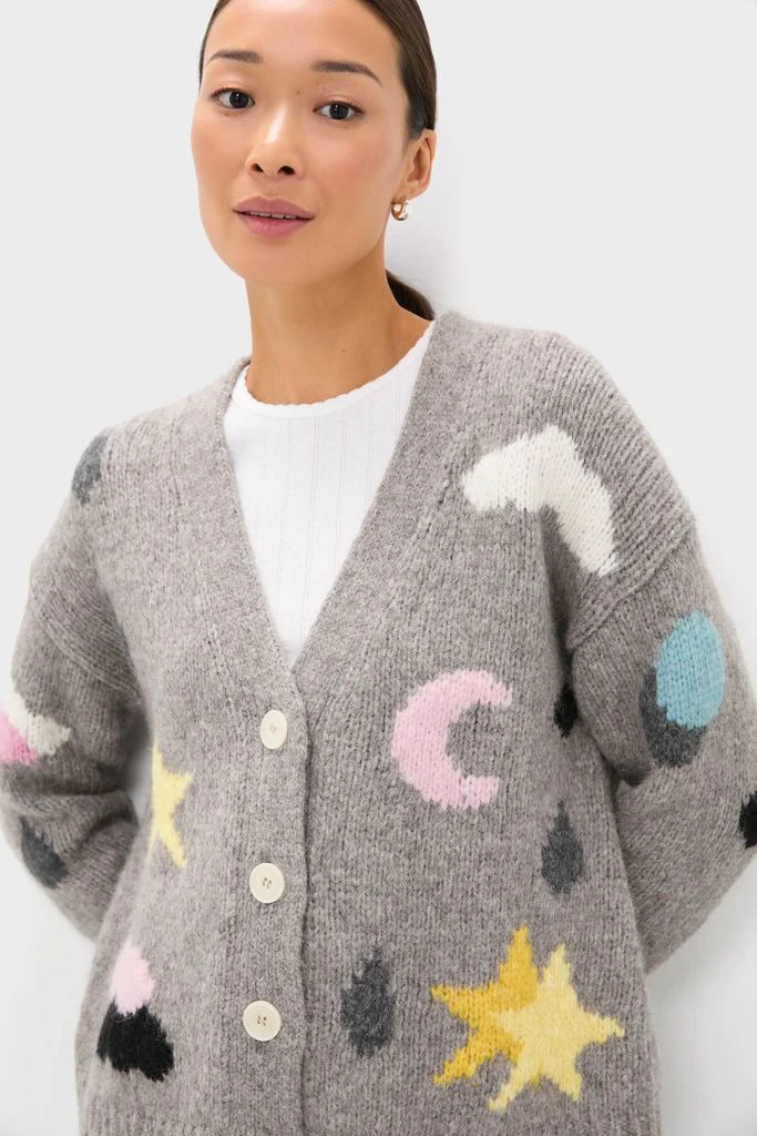Grey Weather Cycles Intarsia Stormy Cardigan - Image 5