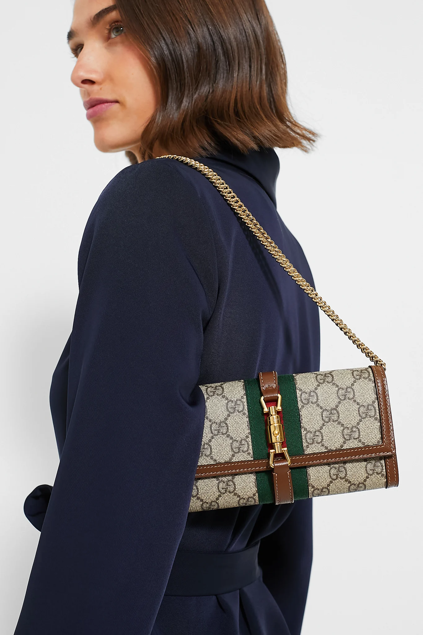 Gucci Beige GG Canvas Jacket 1961 Wallet On Chain - Image 2