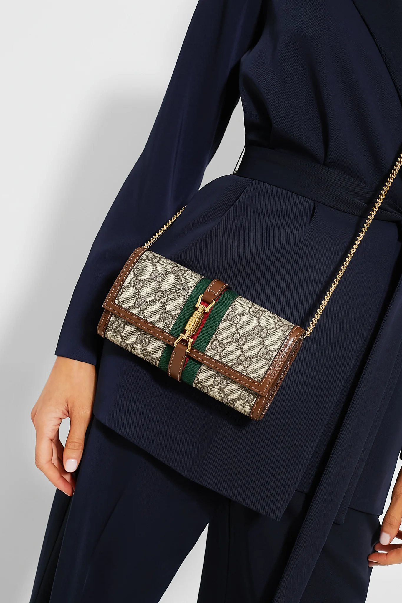 Gucci Beige GG Canvas Jacket 1961 Wallet On Chain - Image 3