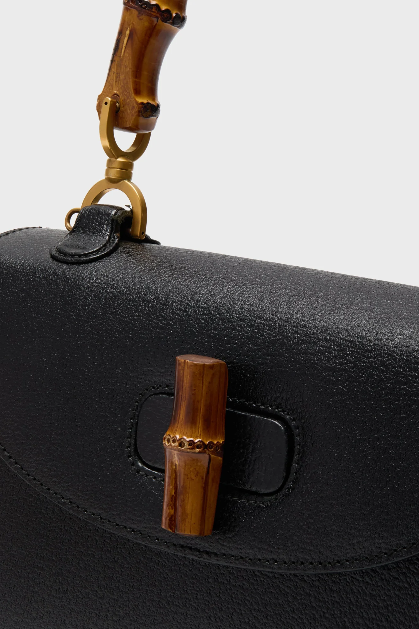 Gucci Black Medium Bamboo Top Handle Bag - Image 6