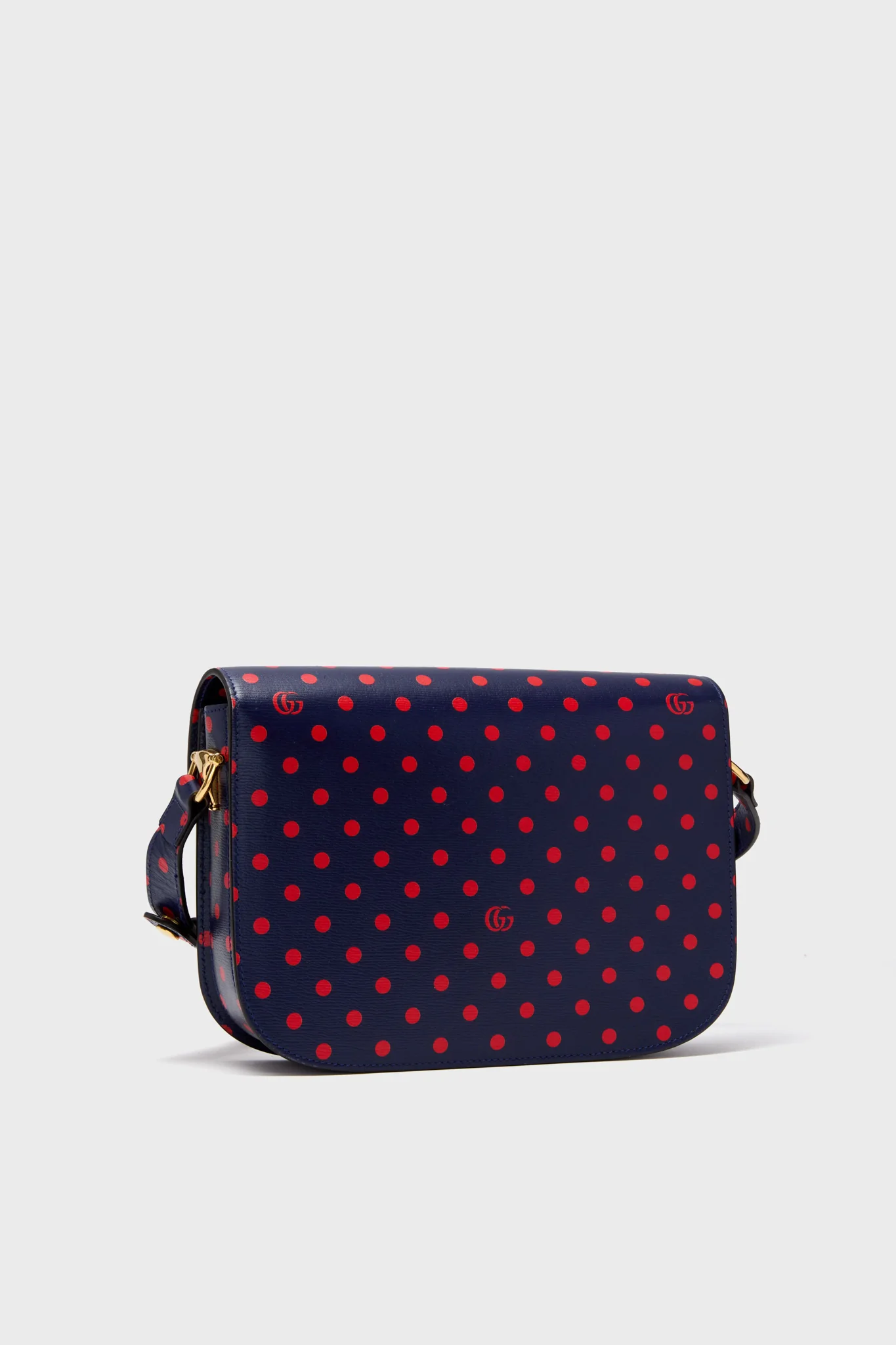 Gucci Blue Horsebit Polka Dot And Blue Leather Shoulder Bag - Image 6