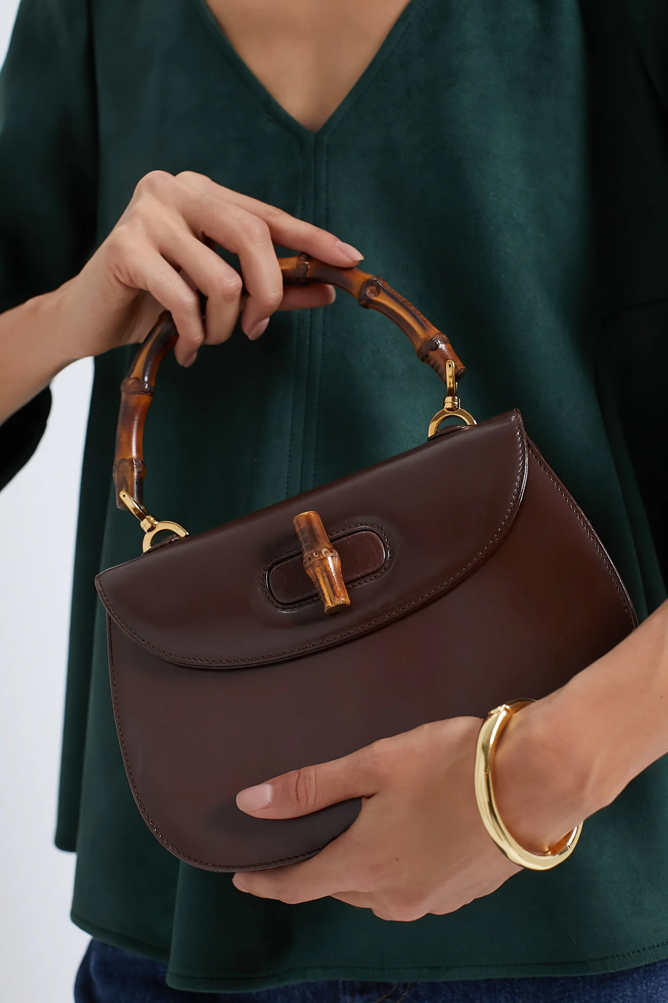 GUCCI Brown Bamboo Small Top Handle Bag - Image 3