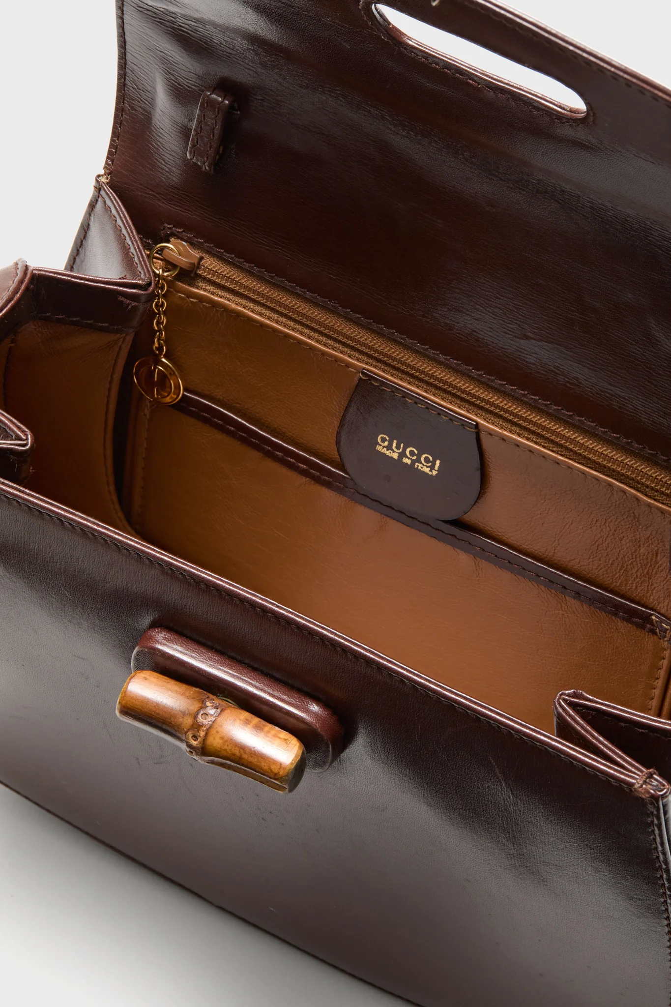 GUCCI Brown Bamboo Small Top Handle Bag - Image 4