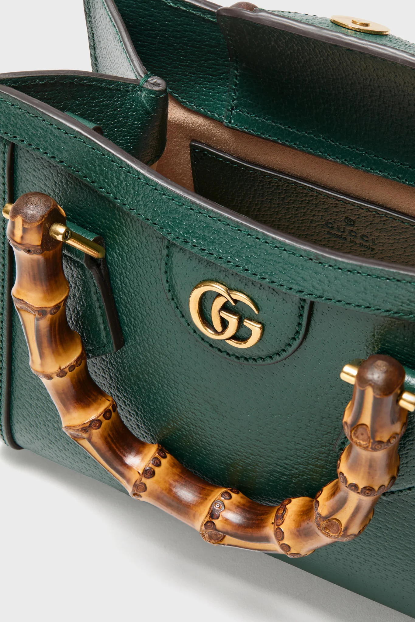 GUCCI Dark Green Bamboo Diana 2 Way Handbag - Image 7