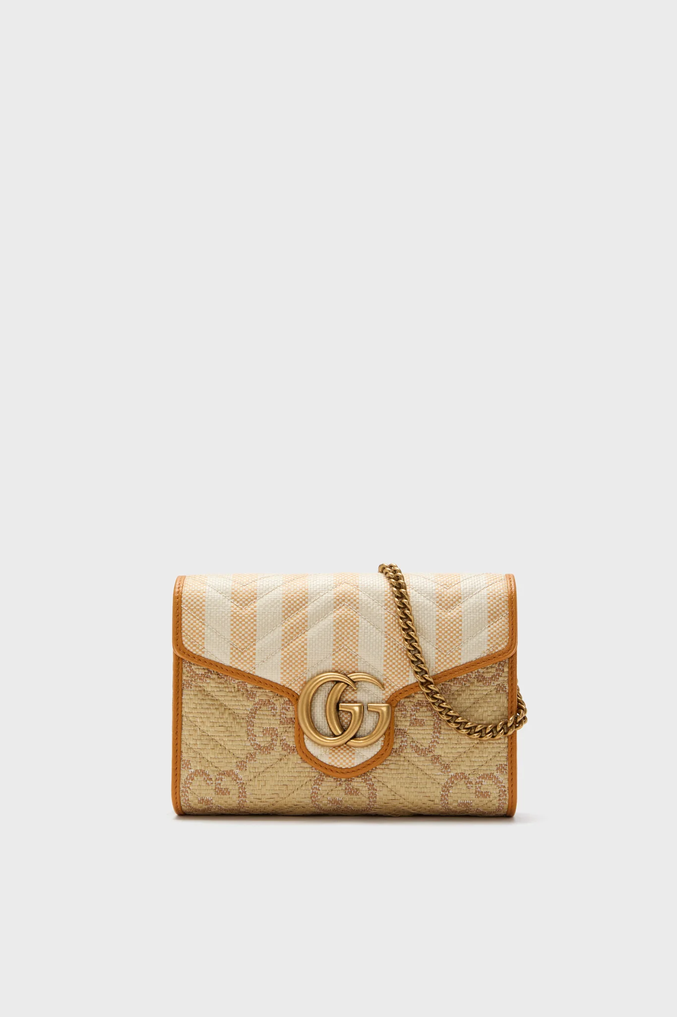Gucci GG Marmont Raffia Wallet On Chain