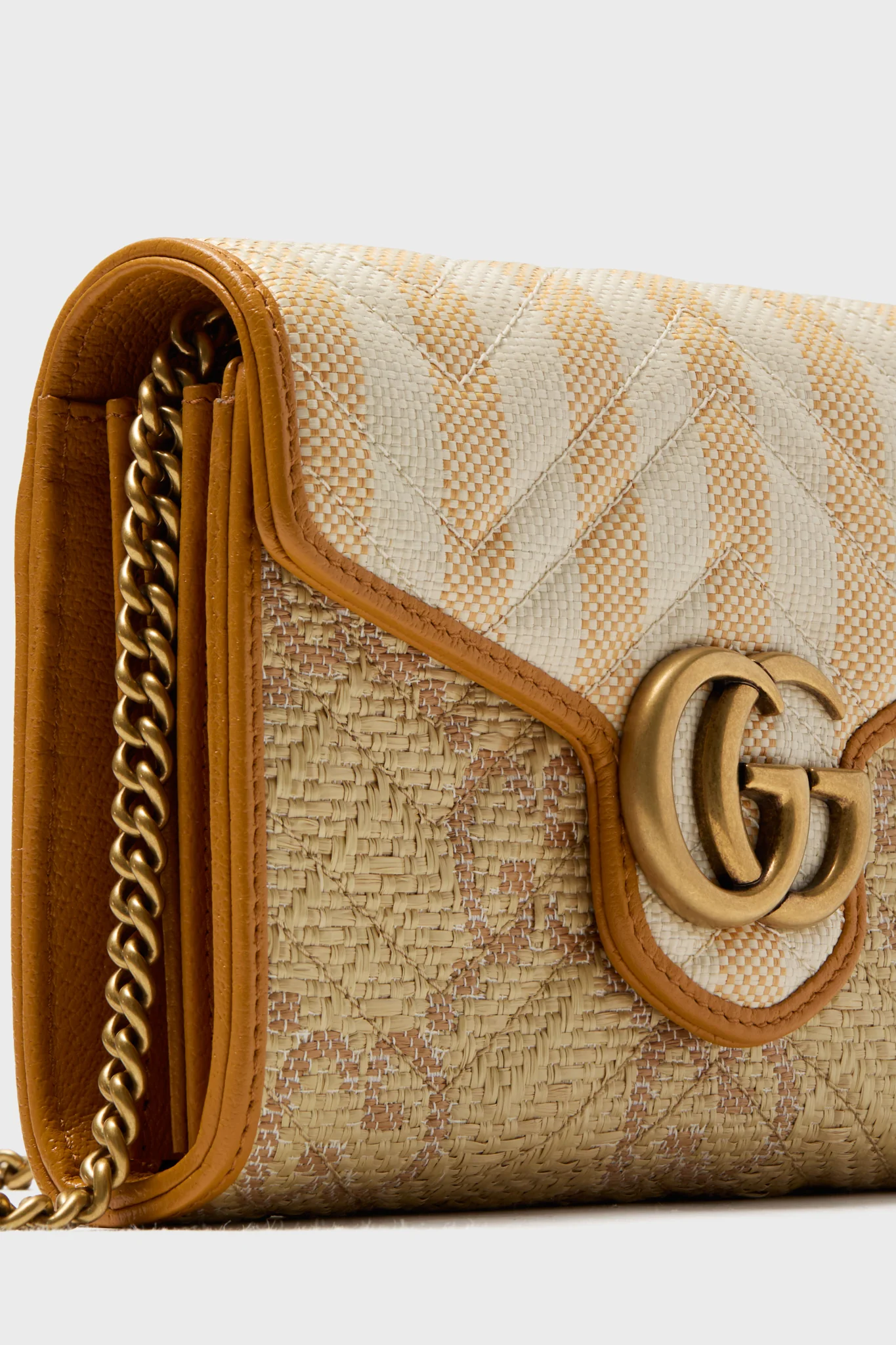 Gucci GG Marmont Raffia Wallet On Chain - Image 5
