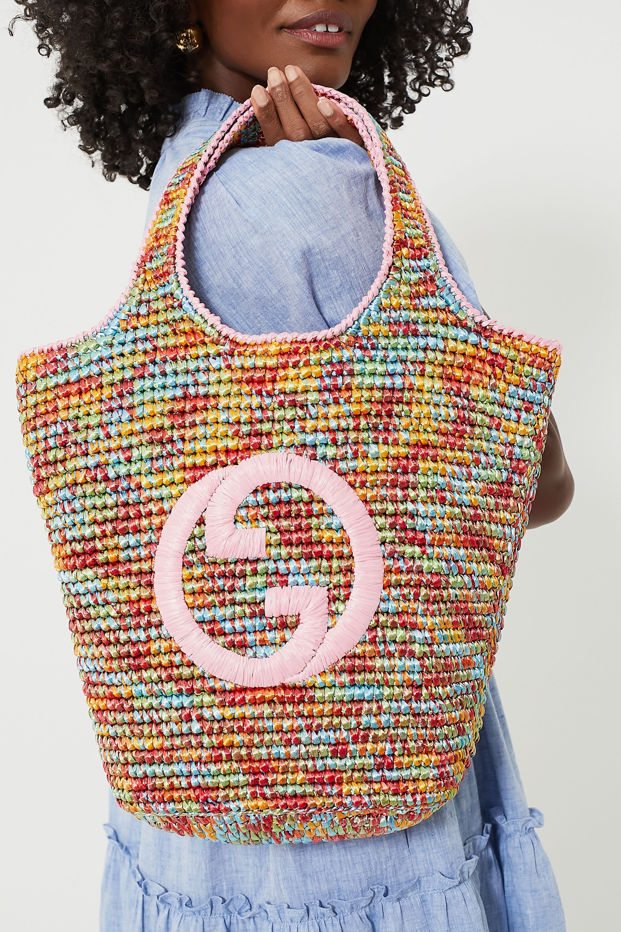 Gucci Multicolor Raffia Effect Bag - Image 3