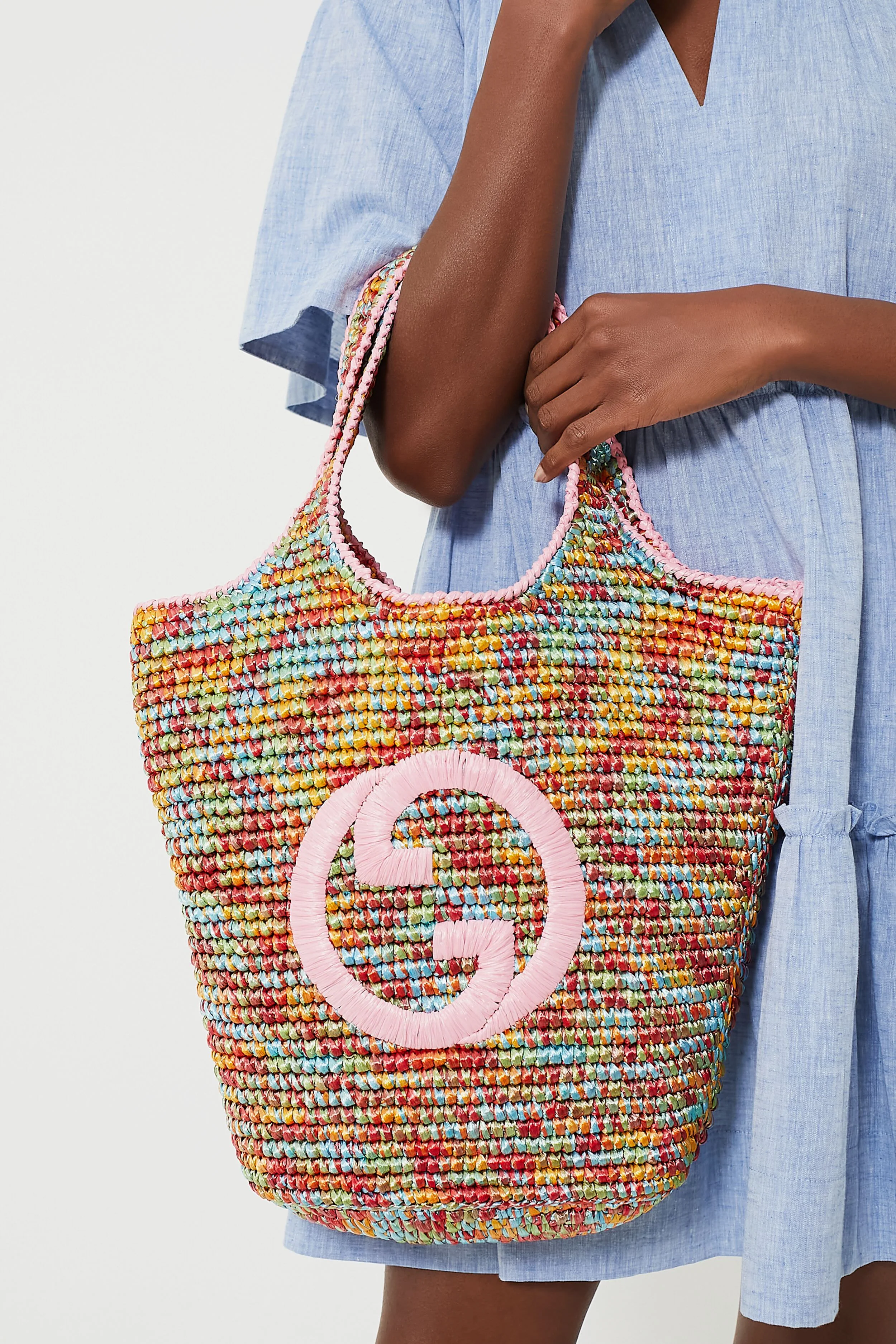 Gucci Multicolor Raffia Effect Bag - Image 4
