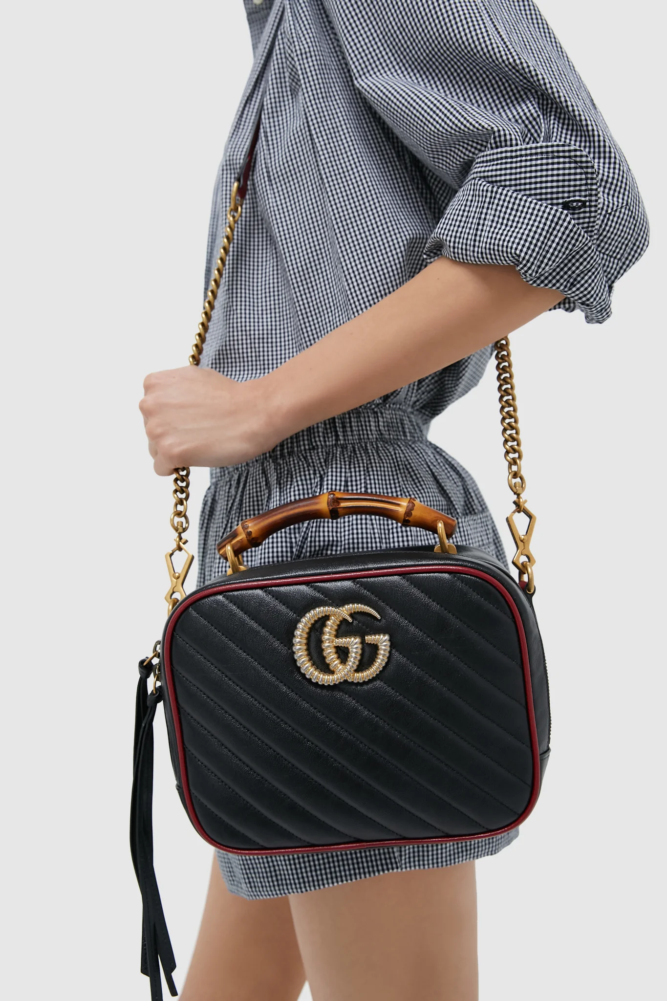 Gucci Quilted Marmont Bamboo Handle Camera Bag - Image 2