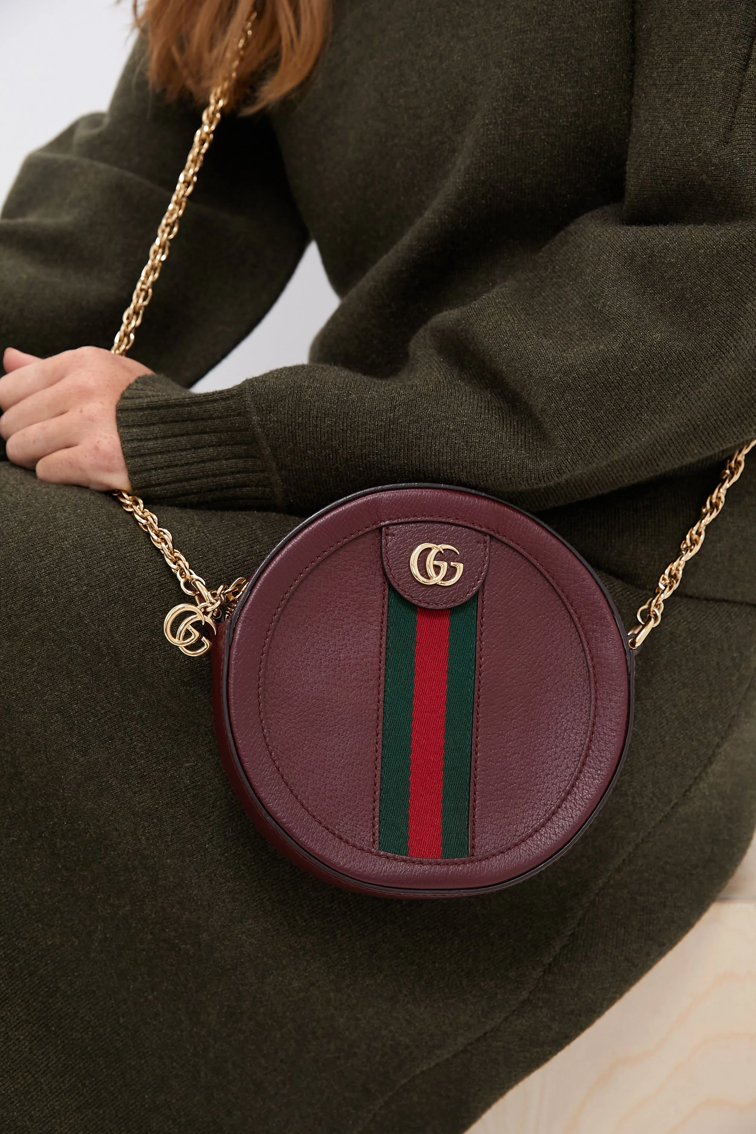 Gucci Red Mini Round Ophidia Leather Crossbody Bag - Image 2