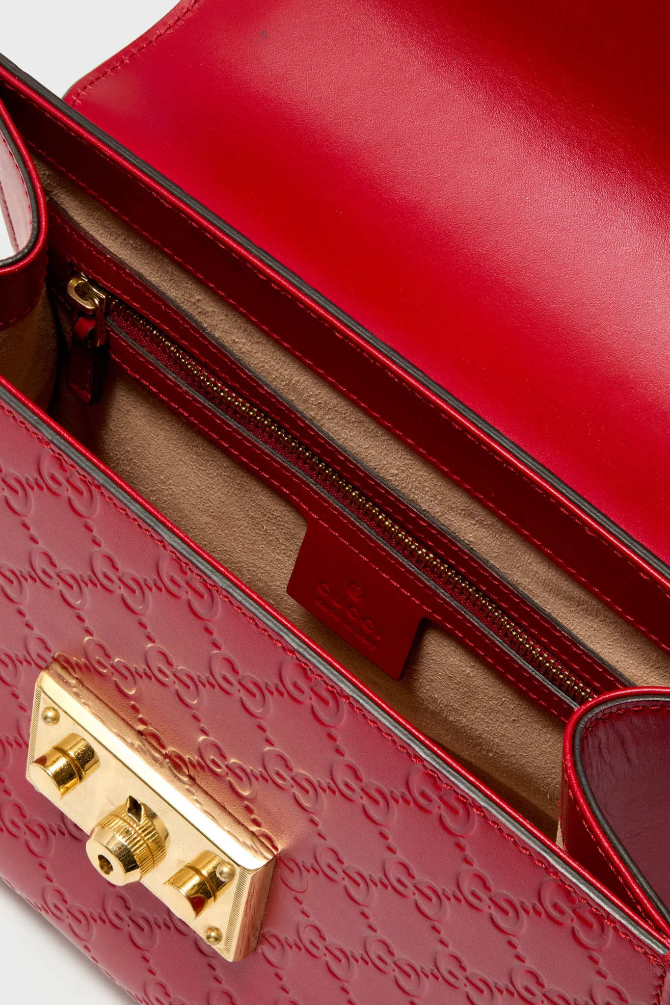 Gucci Red Padlock Guccissima Top Handle Bag - Image 5