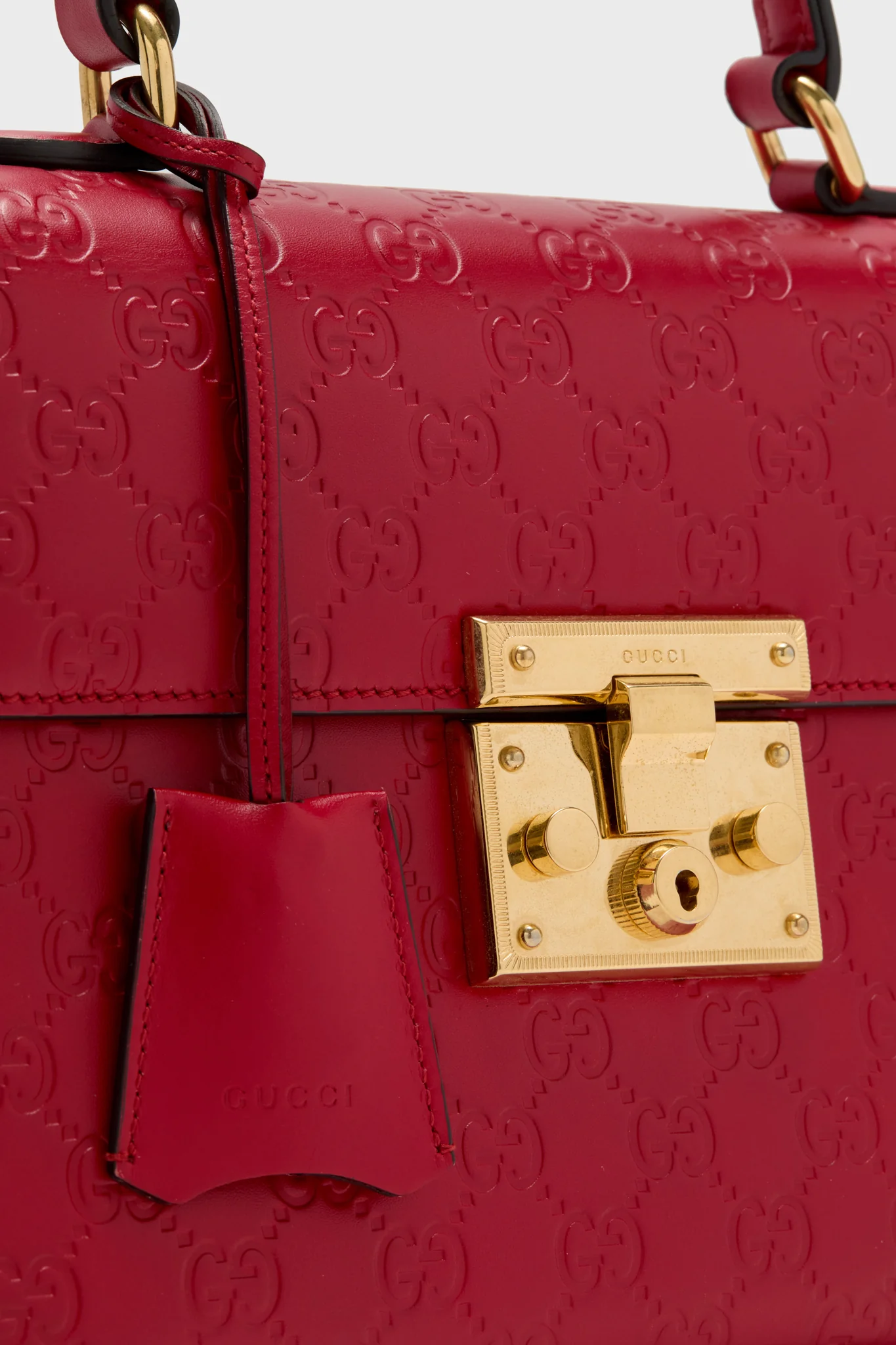 Gucci Red Padlock Guccissima Top Handle Bag - Image 6
