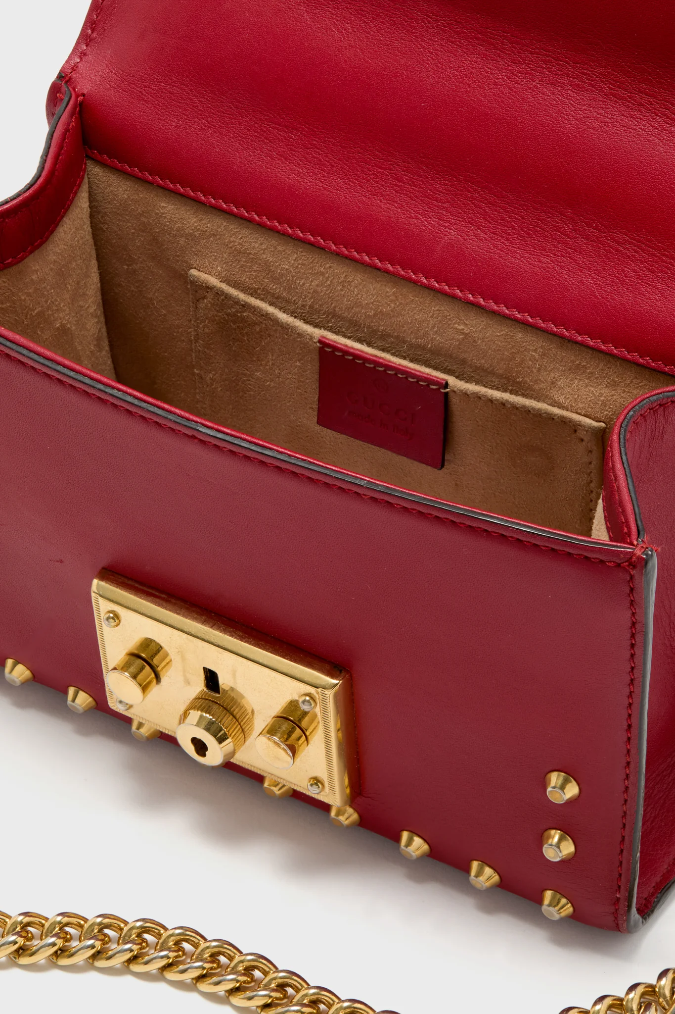 Gucci Red Pearl Studded Padlock Shoulder Bag - Image 5