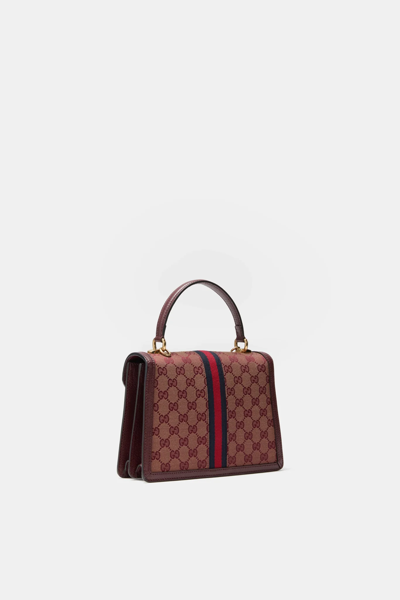 GUCCI Red Small GG Coated Canvas Ophidia Flap Top Handle Bag - Image 5