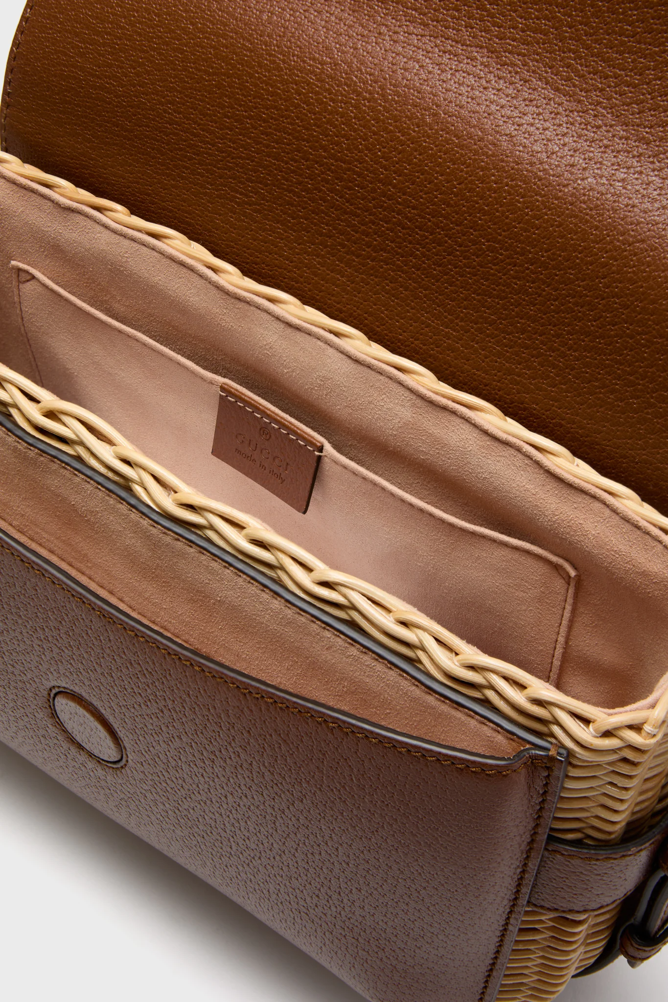 Gucci Wicker and Leather Crossbody Bag - Image 6