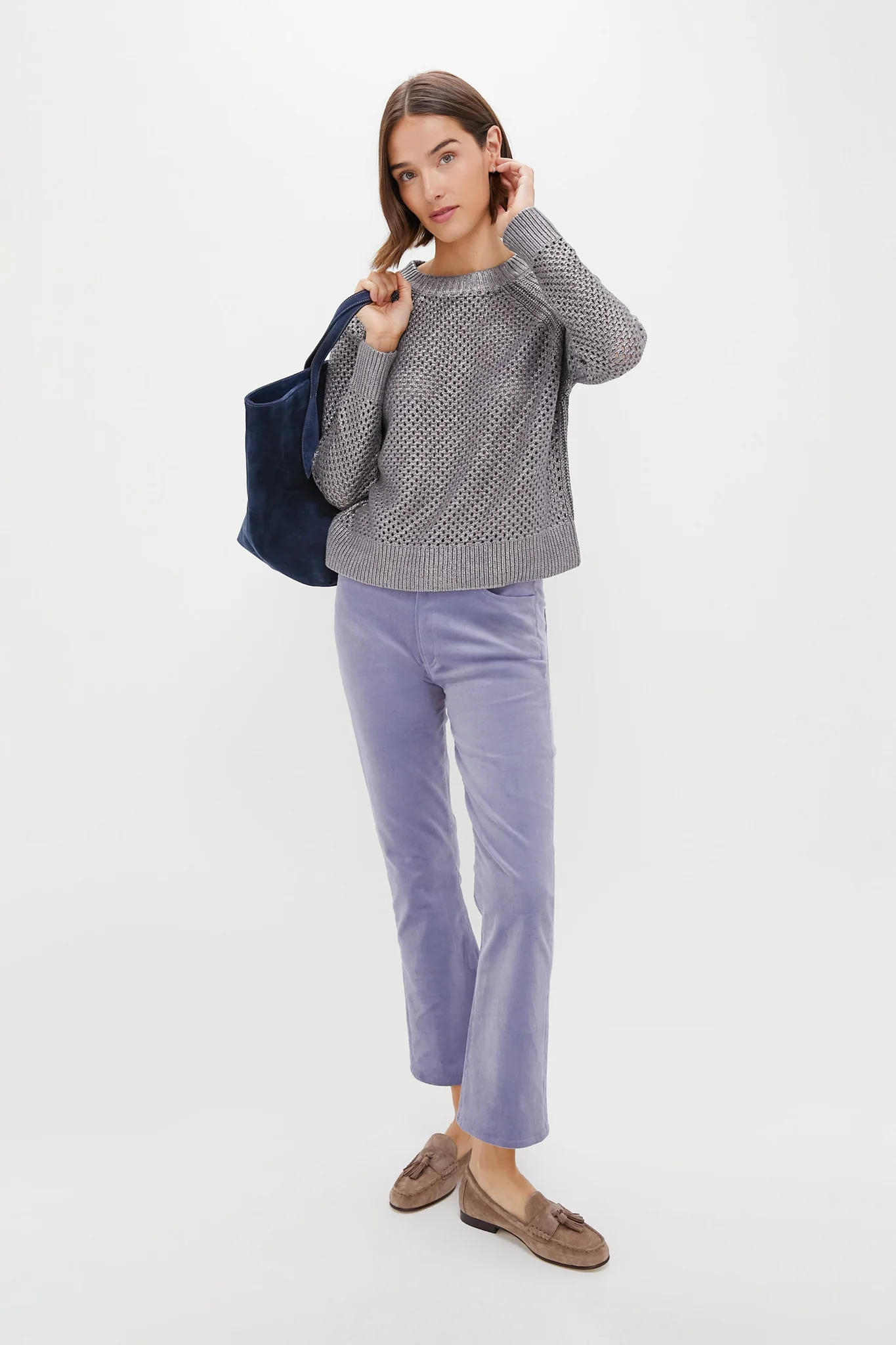 Gunmetal Crochet Aspen Crewneck Sweater - Image 2