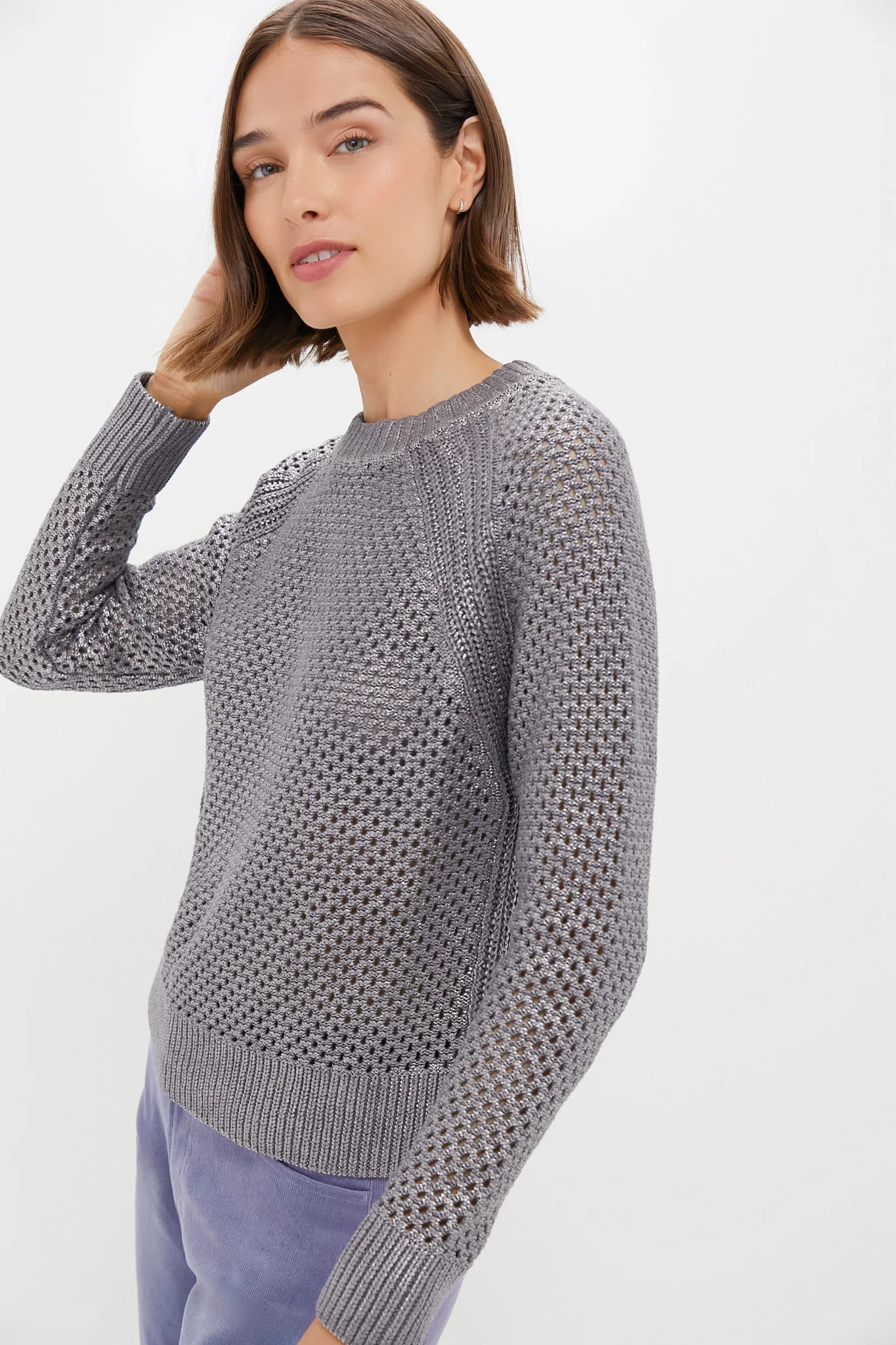 Gunmetal Crochet Aspen Crewneck Sweater - Image 3