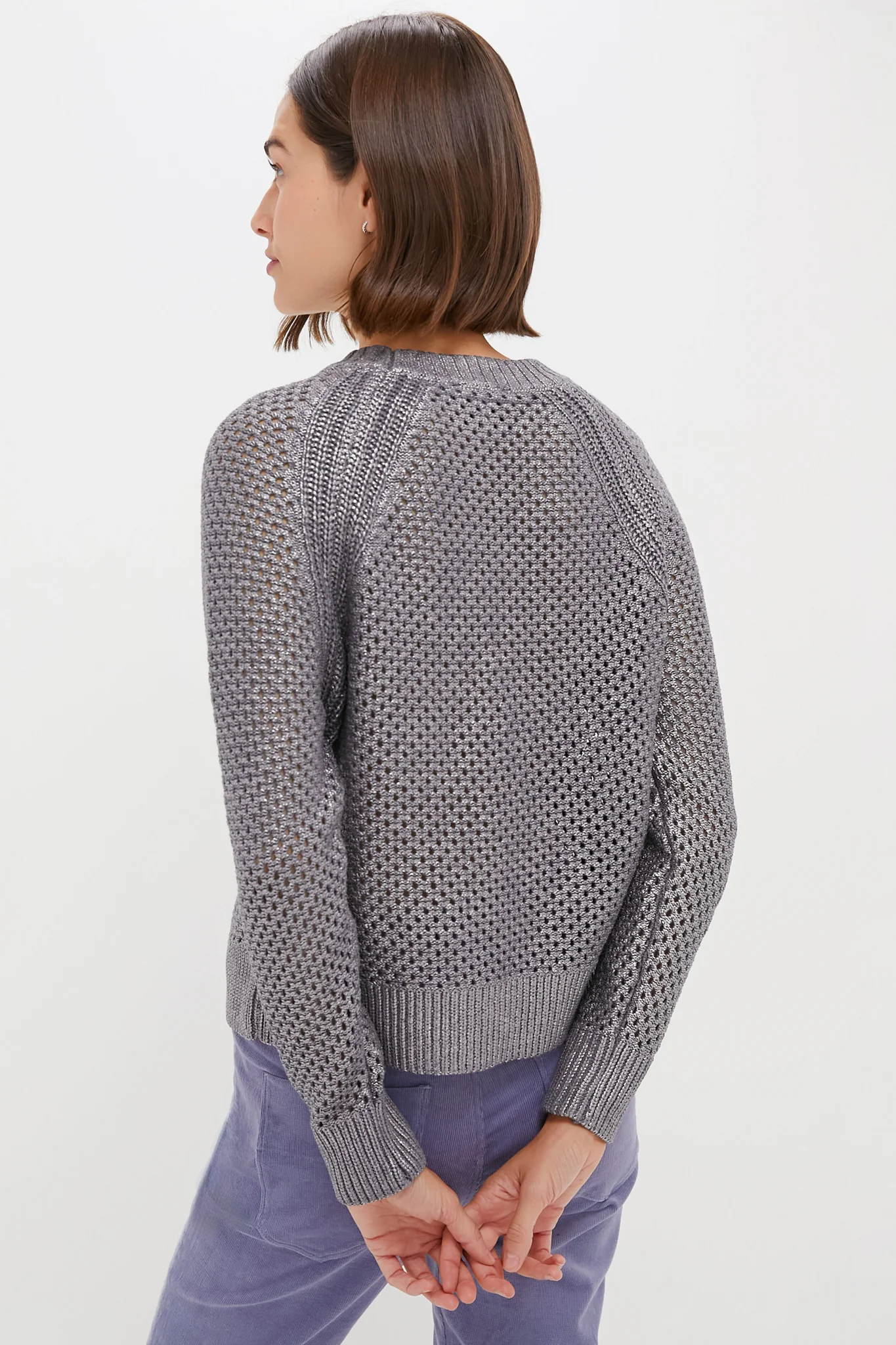 Gunmetal Crochet Aspen Crewneck Sweater - Image 4