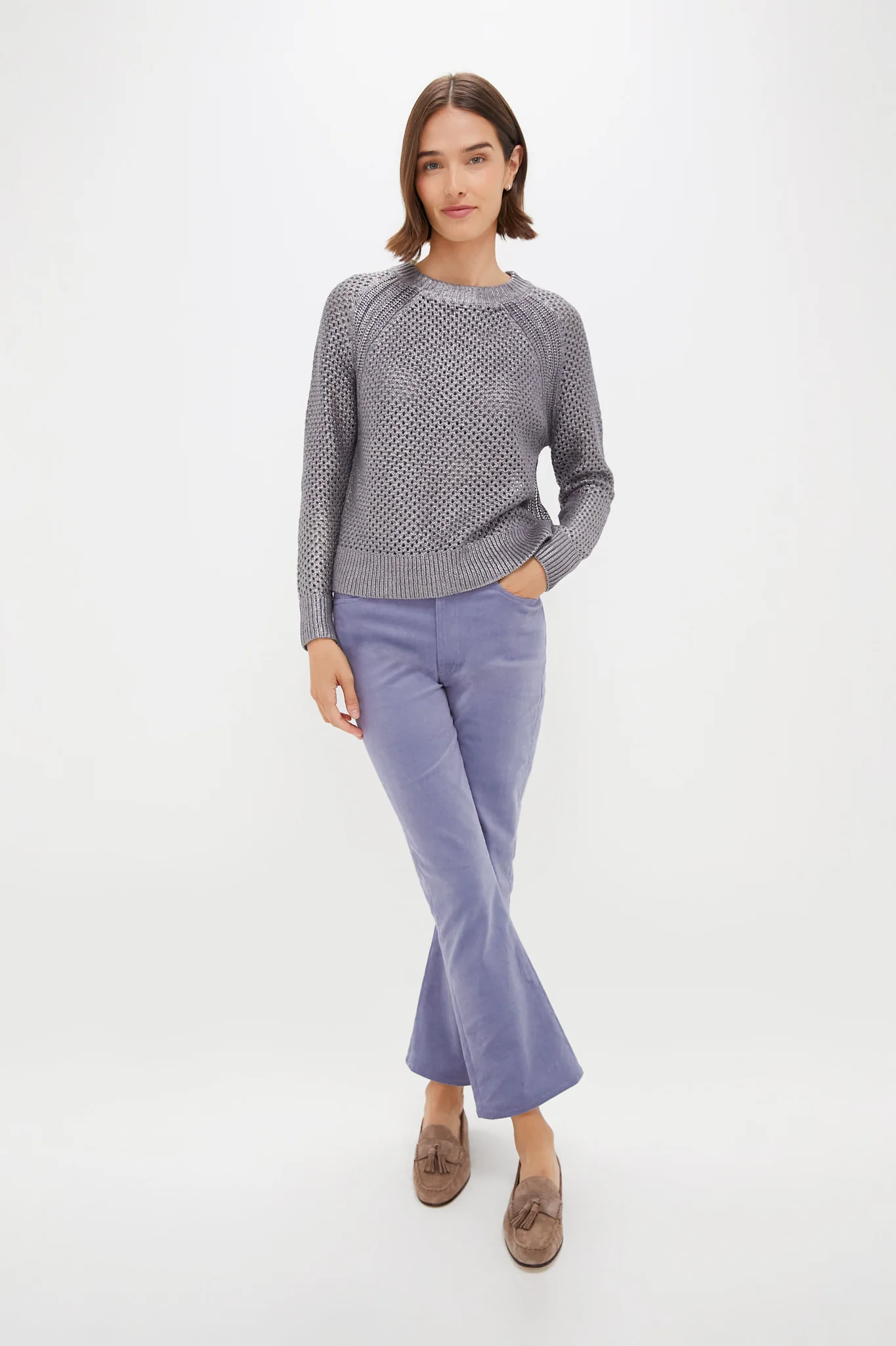 Gunmetal Crochet Aspen Crewneck Sweater - Image 6