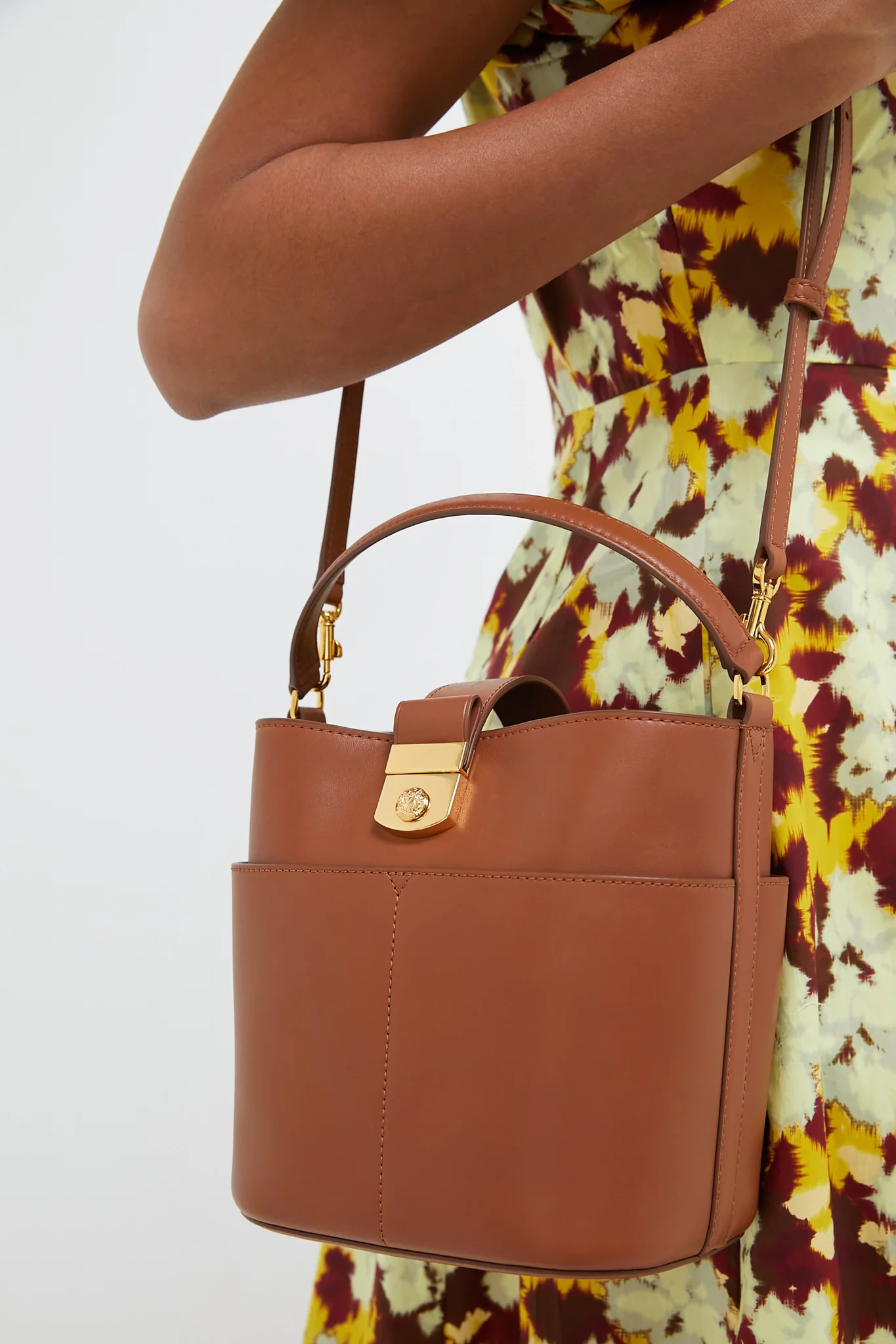 Hazelwood Small Crest Lock Bucket Bag - Image 2