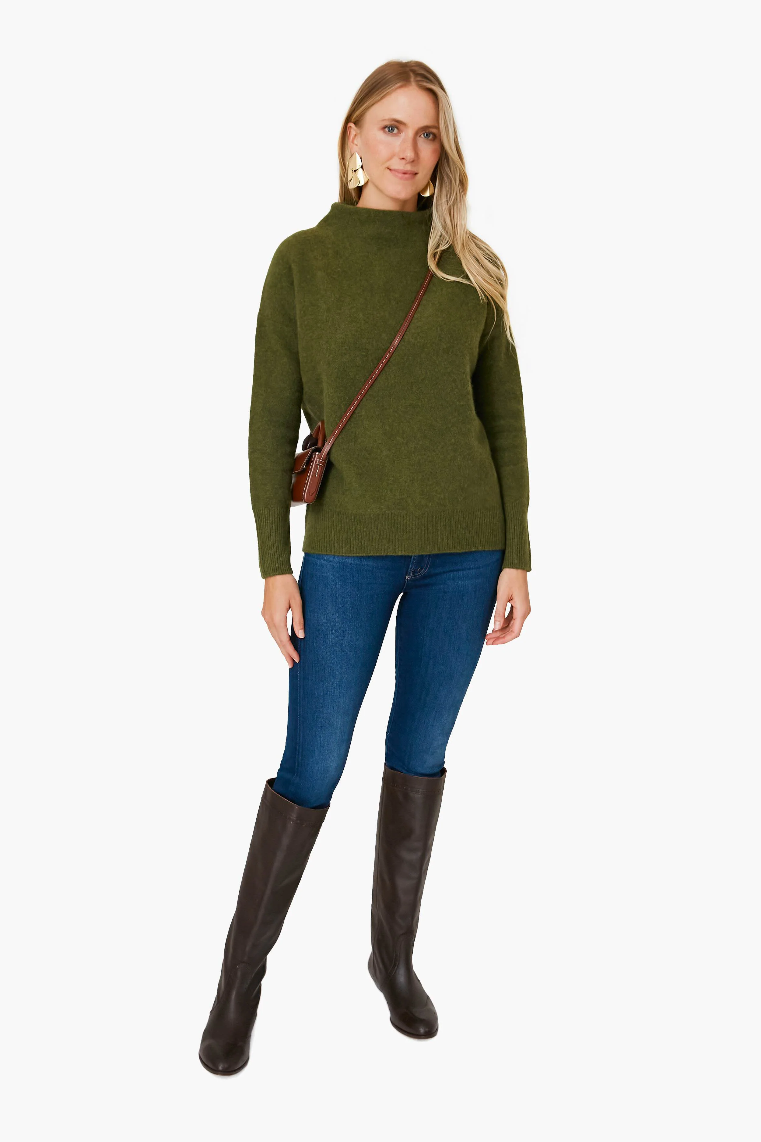 Heather Bay Leaf Funnel Neck Sweater - Image 2