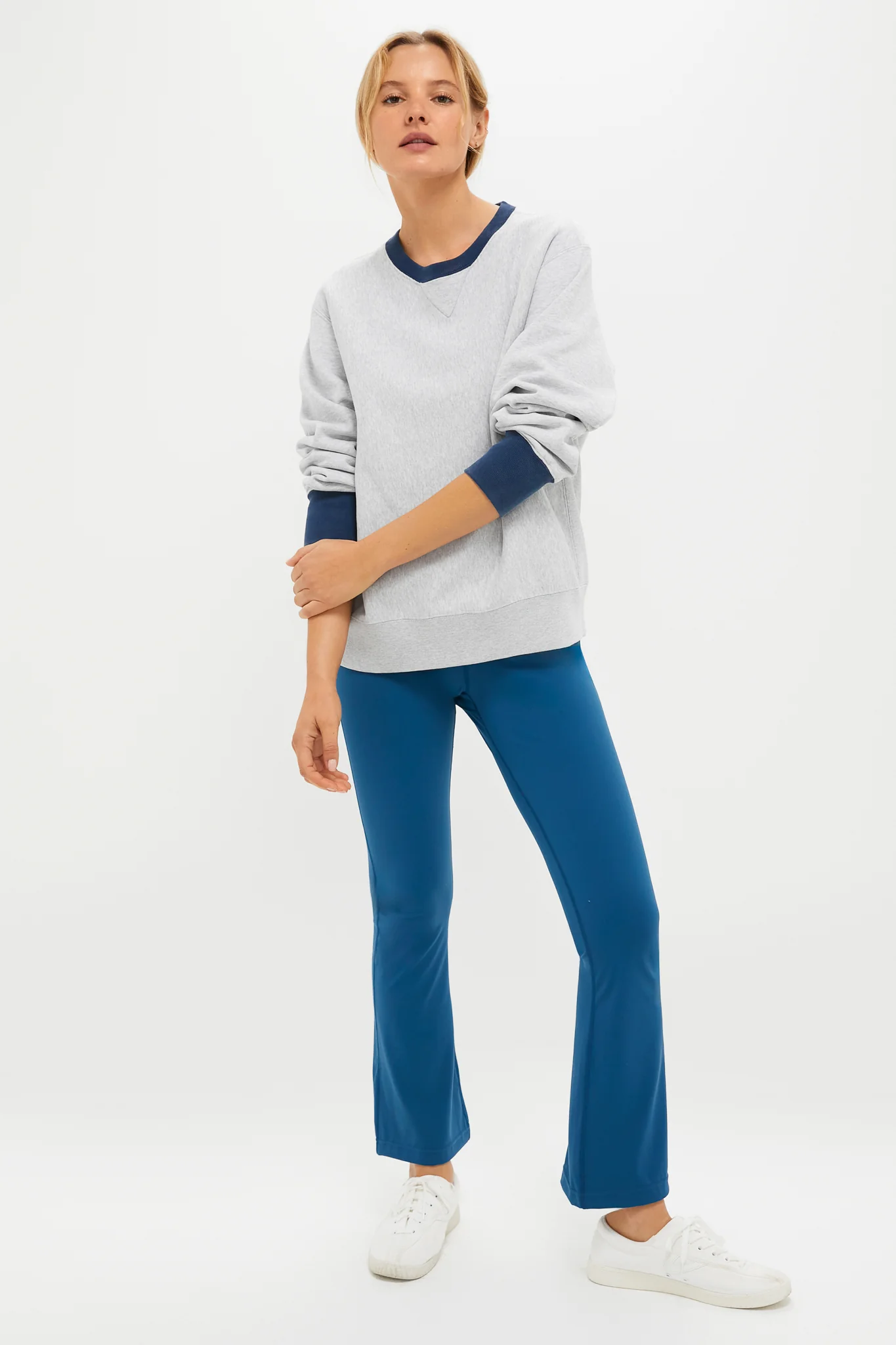 Heather Gray and Navy 100% Cotton Kolar Crewneck Sweatshirt - Image 6