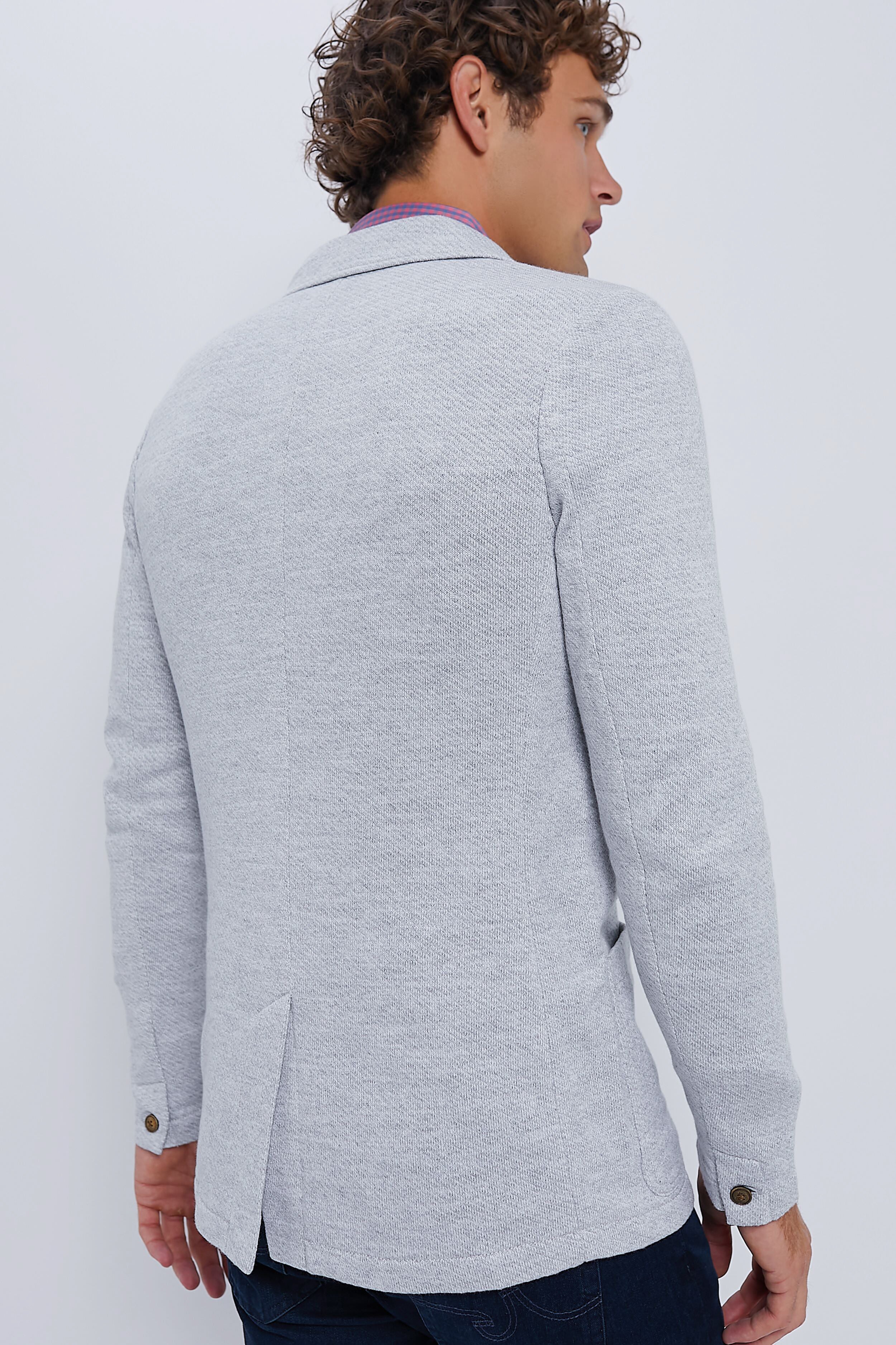 Heather Grey Inlet Knit Blazer - Image 3