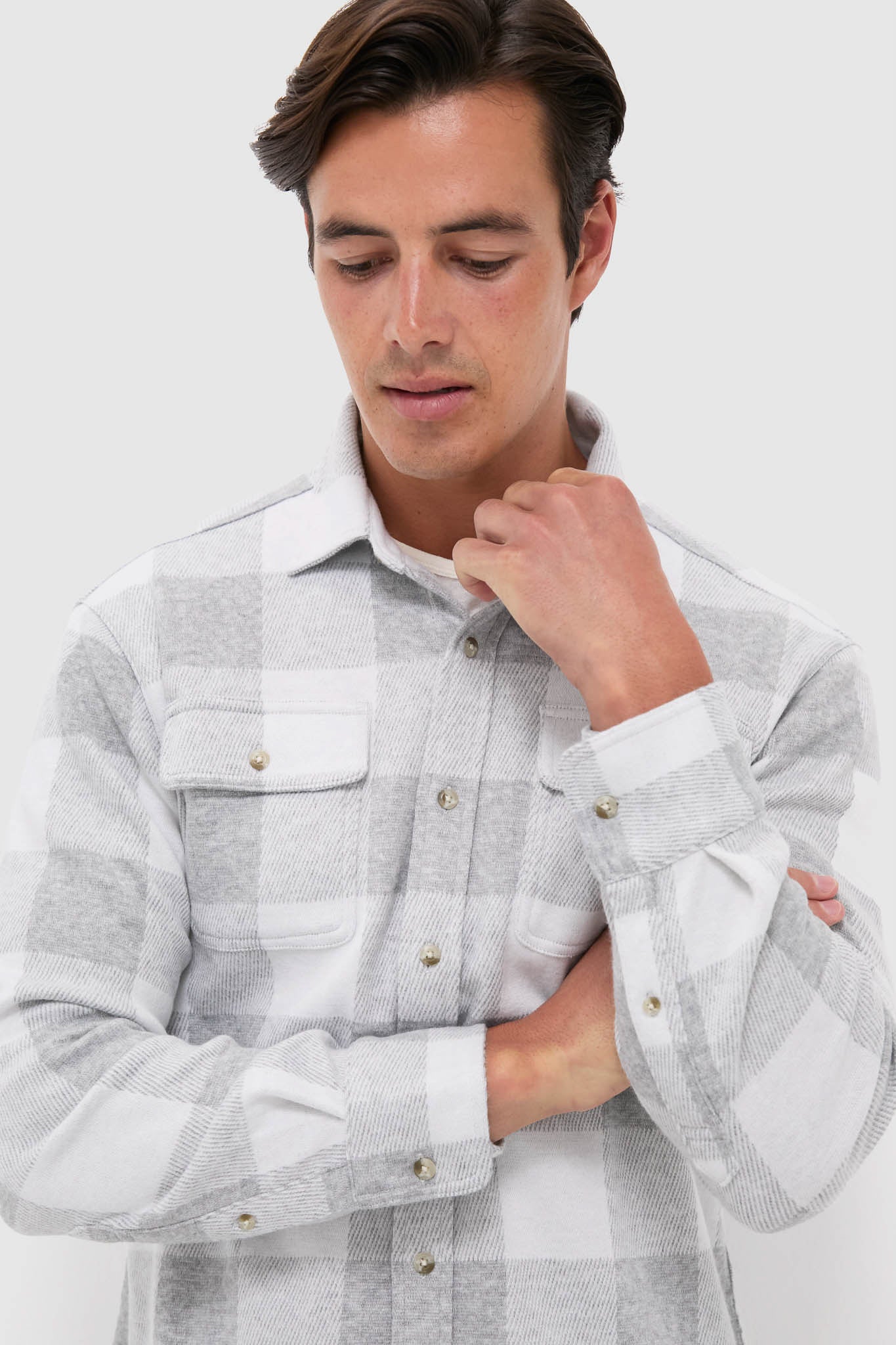 Heather Grey Plaid Dunewood Flannel - Image 5