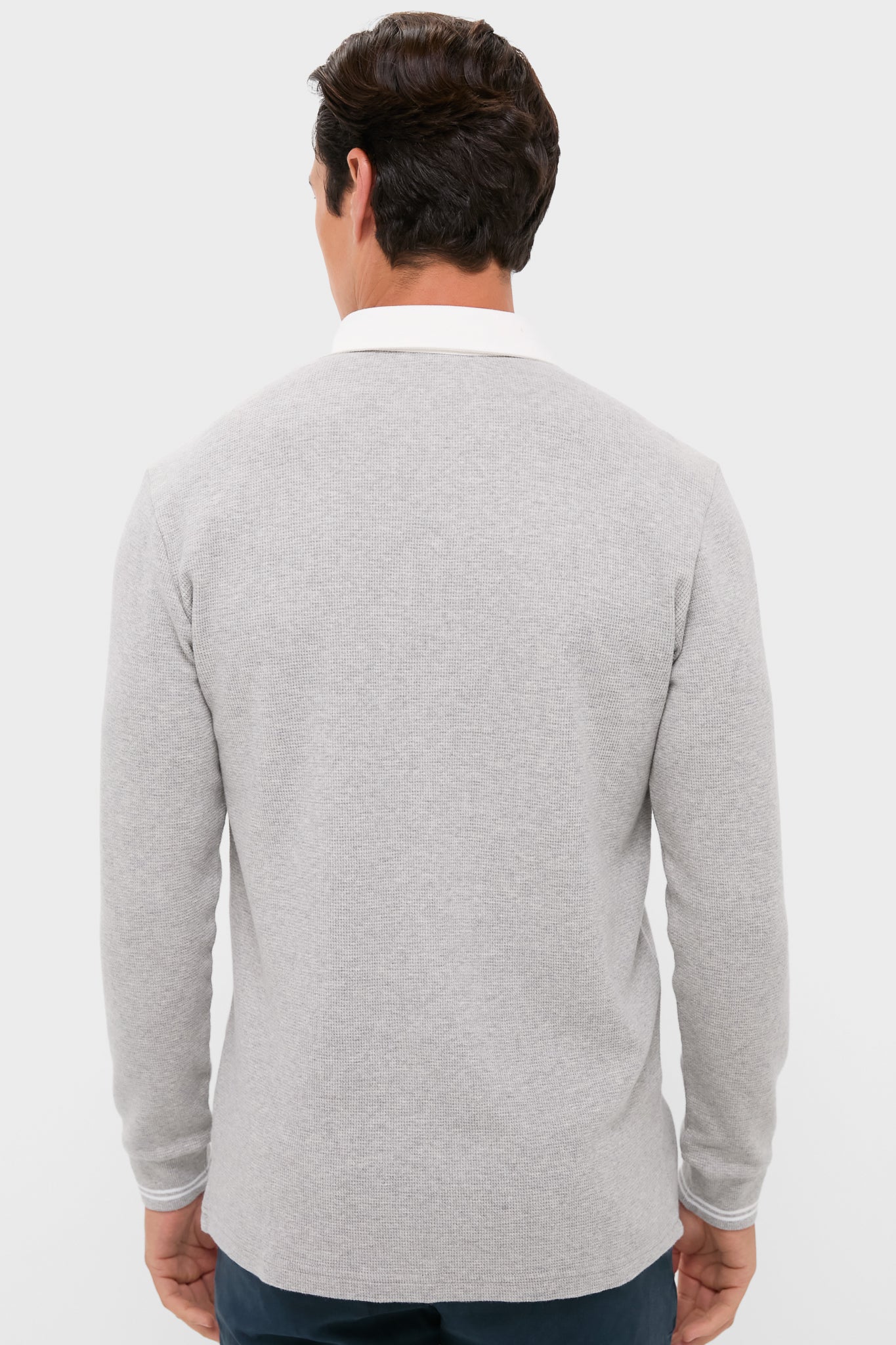 Heather Grey Waffle Rugby Polo - Image 4
