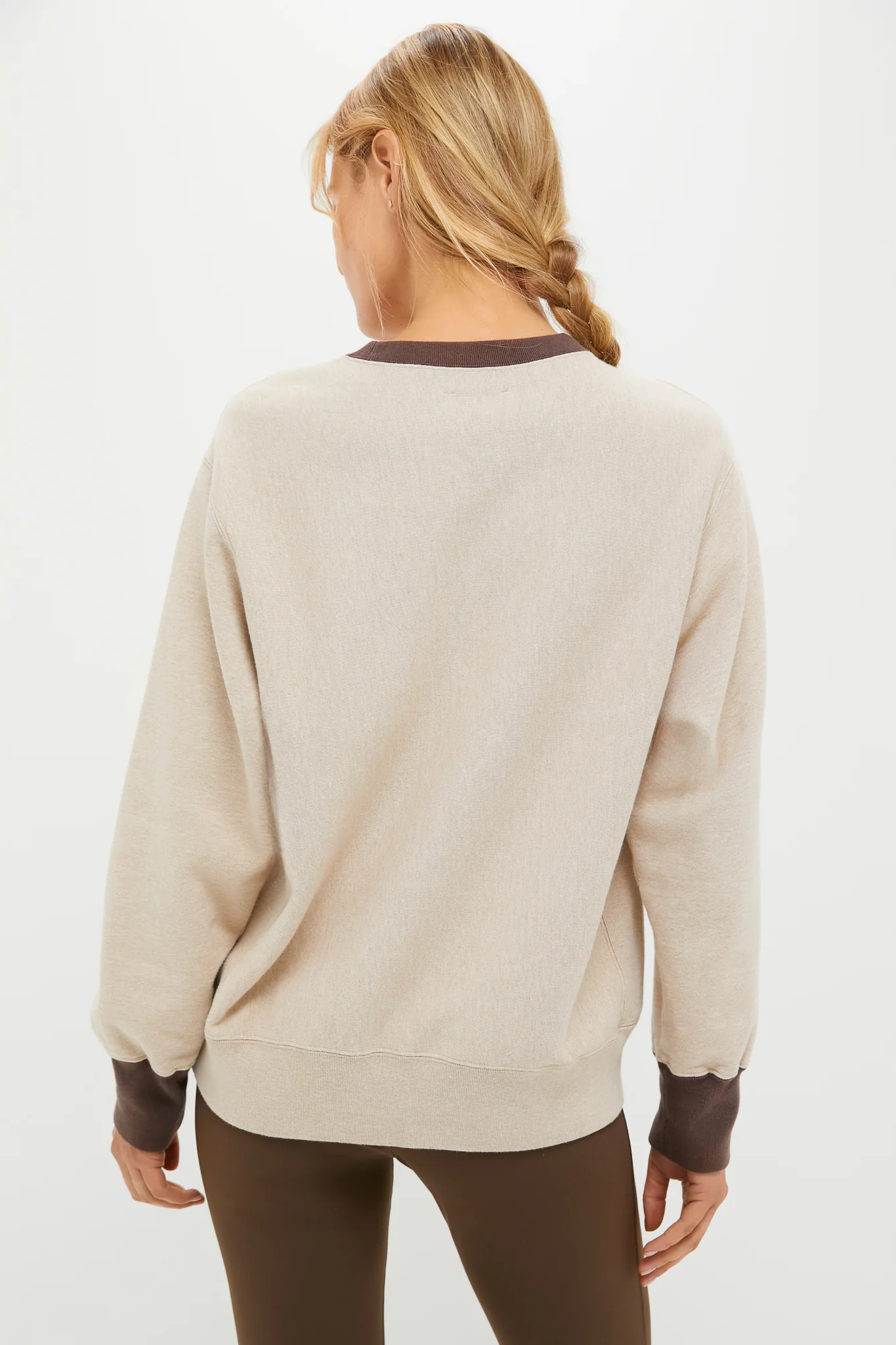Heather Sandstone and Brown 100% Cotton Kolar Crewneck Sweatshirt - Image 4