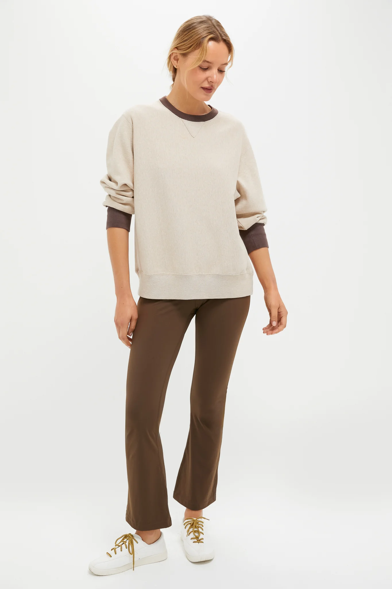 Heather Sandstone and Brown 100% Cotton Kolar Crewneck Sweatshirt - Image 6