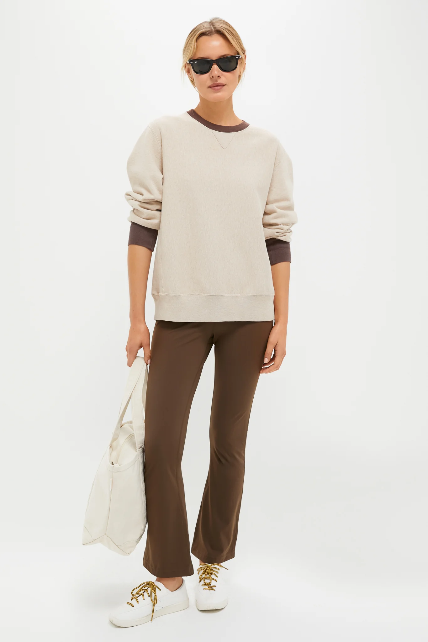 Heather Sandstone and Brown 100% Cotton Kolar Crewneck Sweatshirt - Image 7