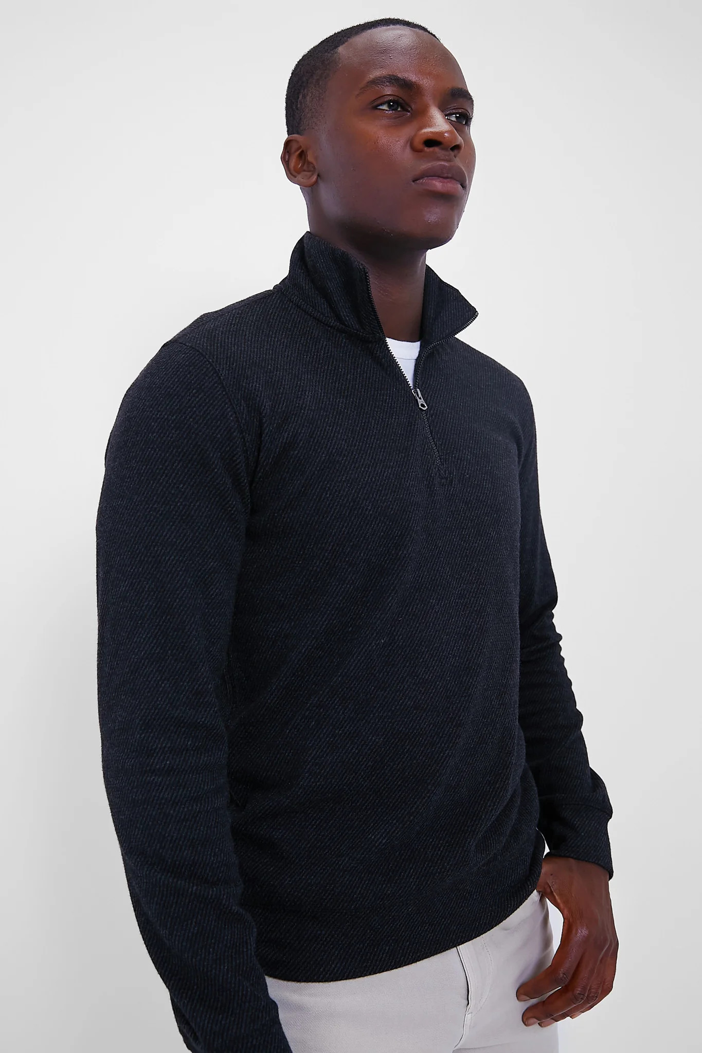 Heathered Black Twill Legend Sweater Quarter Zip - Image 3