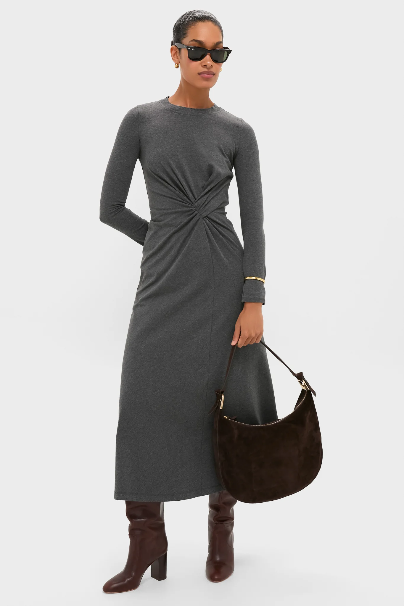 Heathered Charcoal Long Sleeve Volta Dress - Image 2