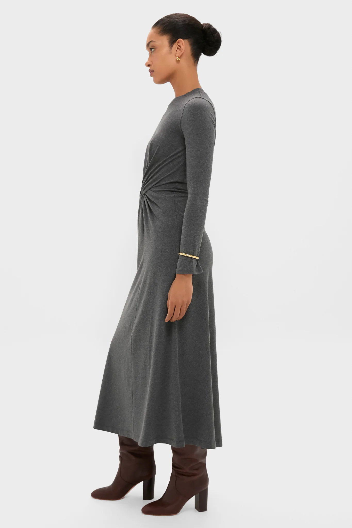 Heathered Charcoal Long Sleeve Volta Dress - Image 3