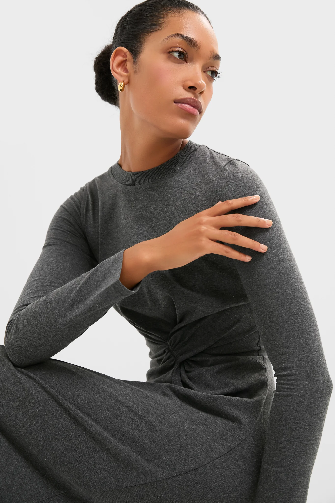 Heathered Charcoal Long Sleeve Volta Dress - Image 6