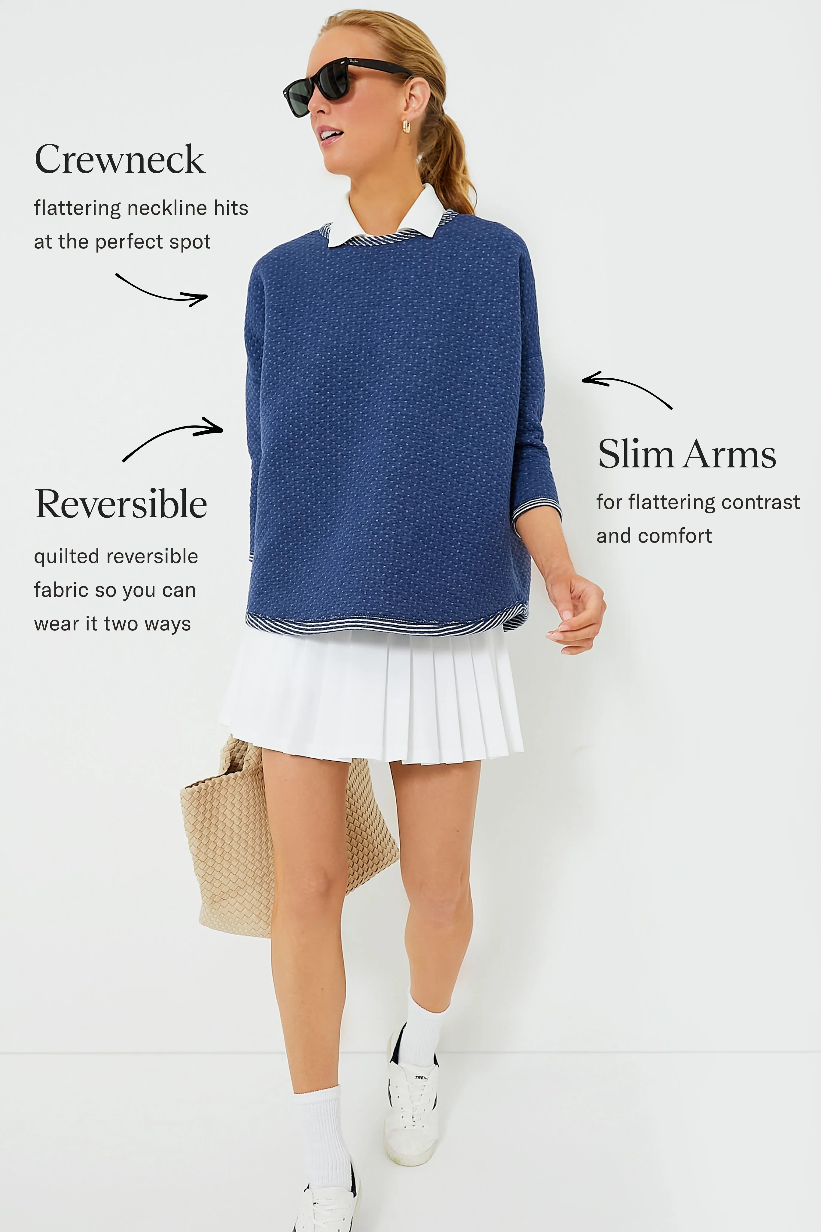Heathered Navy Reversible Ally Swing Sweatshirt - Image 3