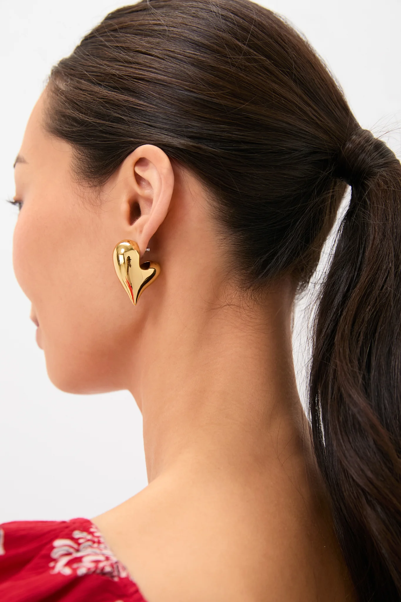 High Polish Gold Art Heart Earrings - Image 5