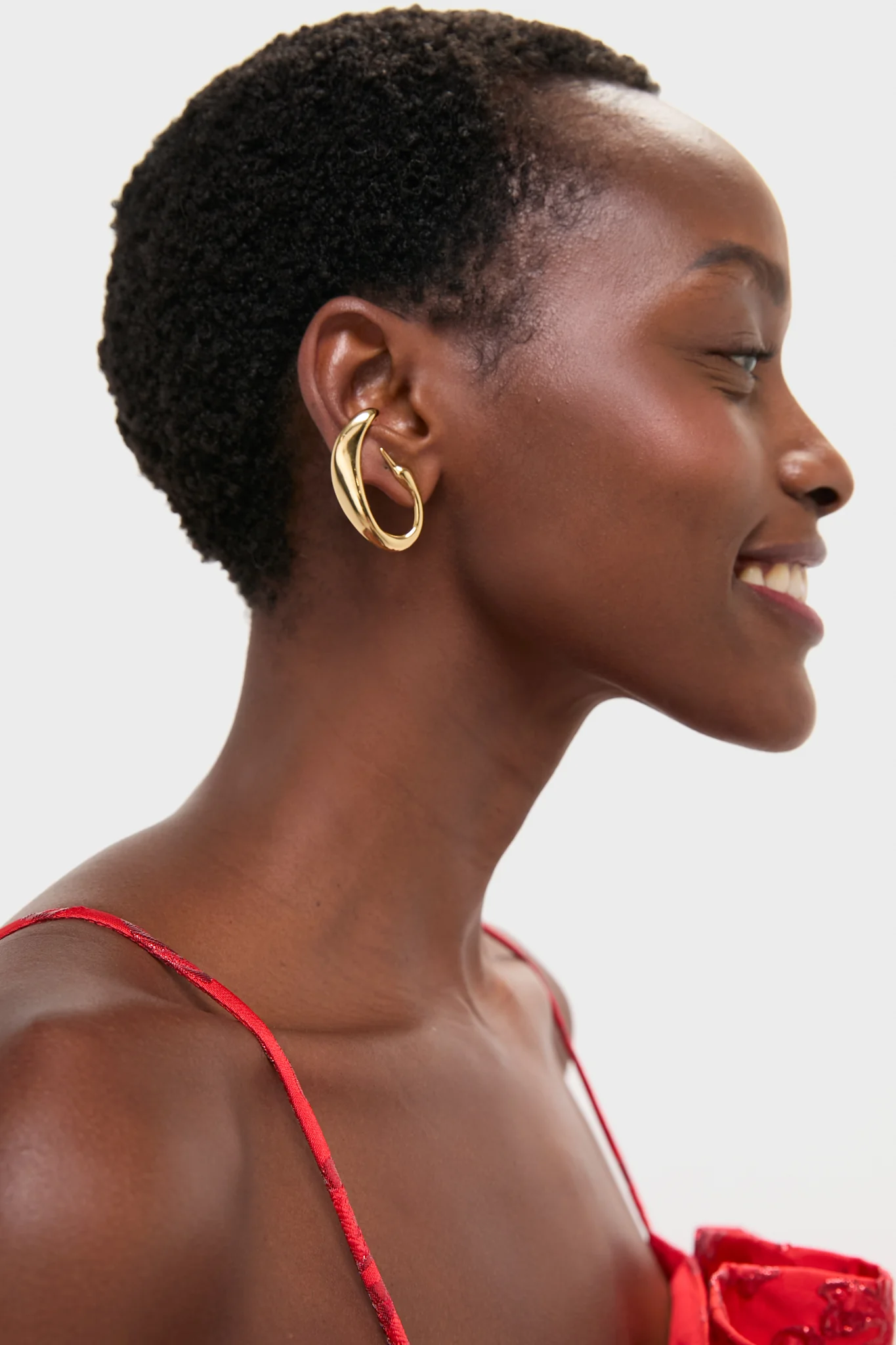 High Polish Gold Egret Climber Earrings - Image 2