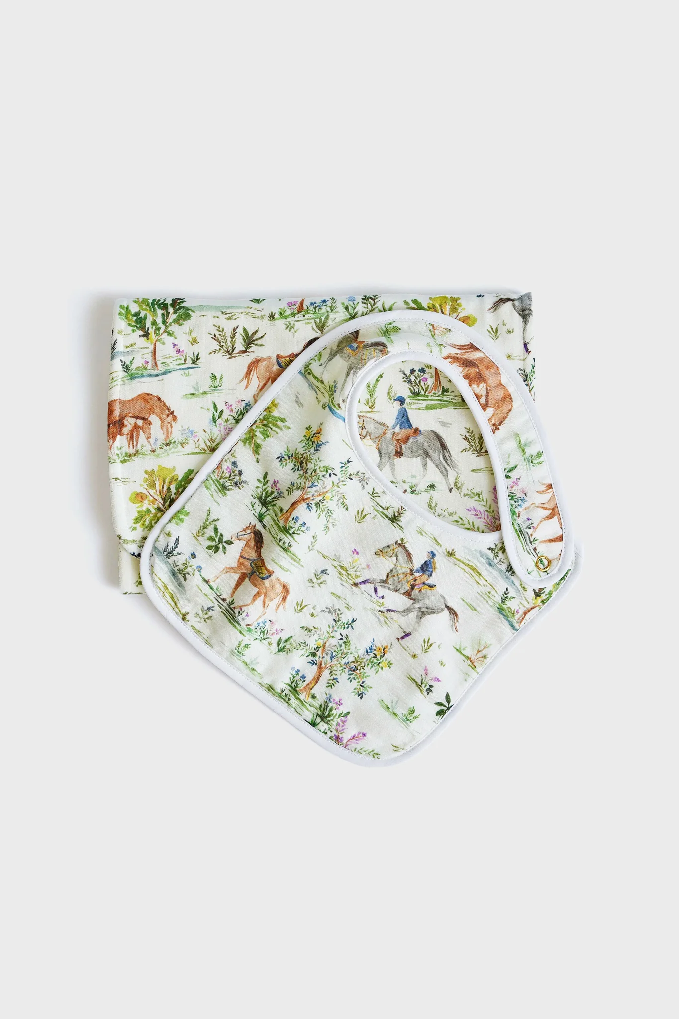 Horse Farm Bib and Burb Cloth Set