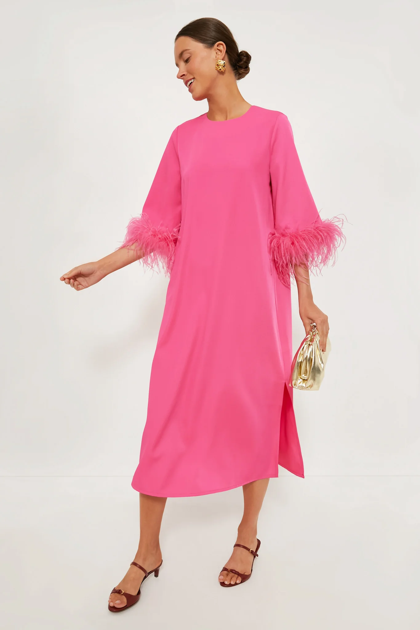 Hot Pink Feather Jamie Dress - Image 2