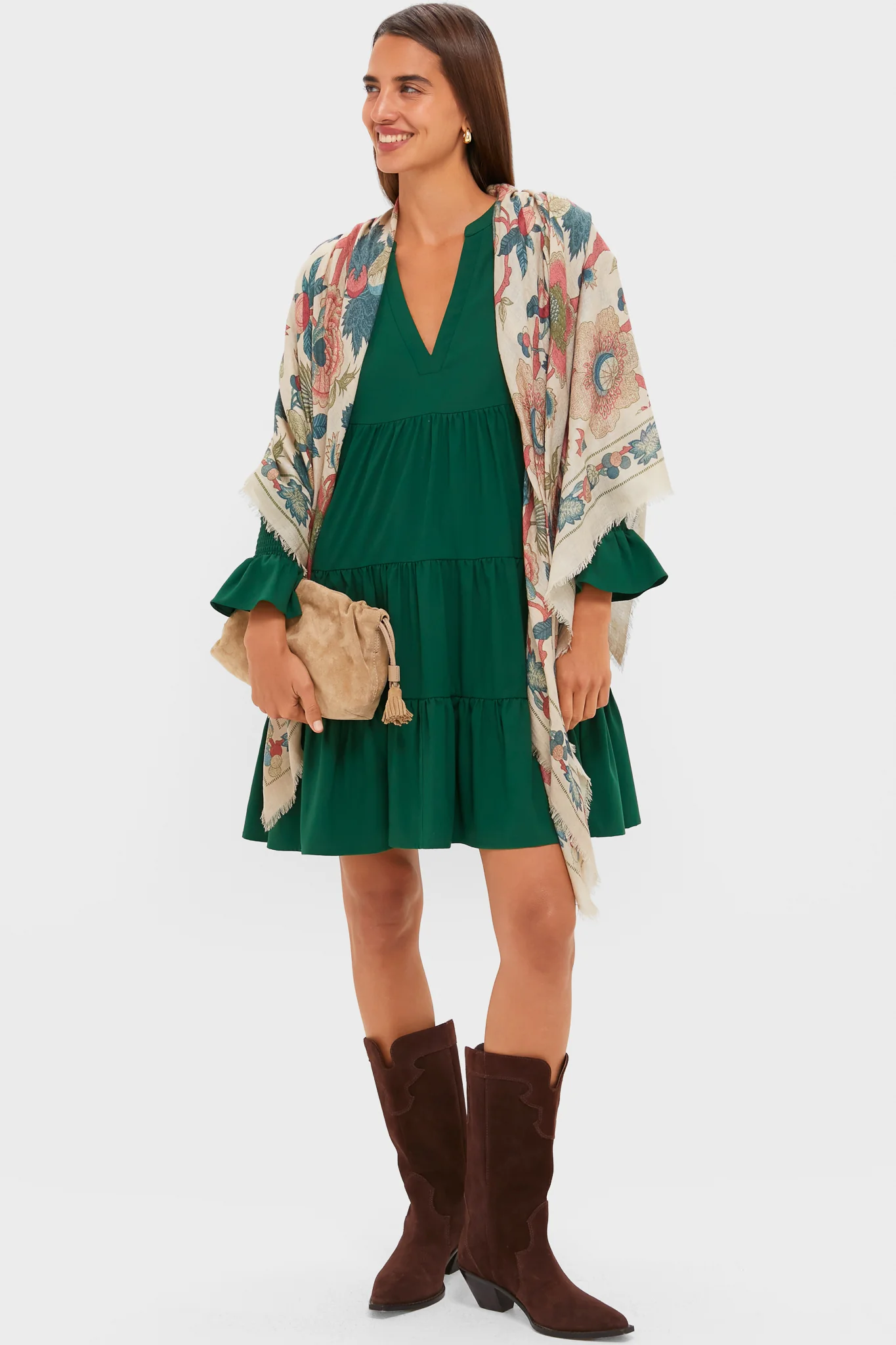 Hunter Green Crepe Kenzo Dress - Image 2