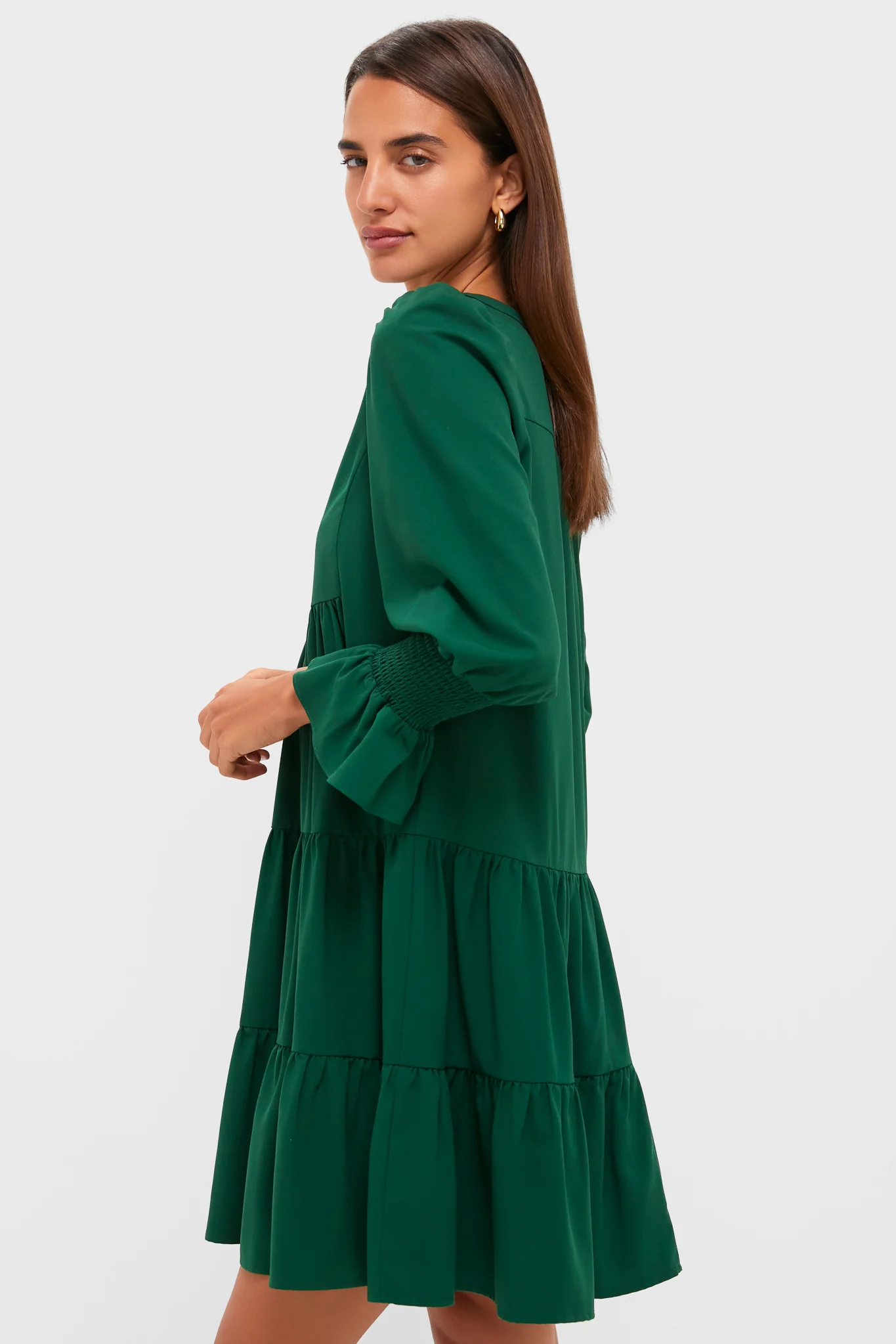Hunter Green Crepe Kenzo Dress - Image 3