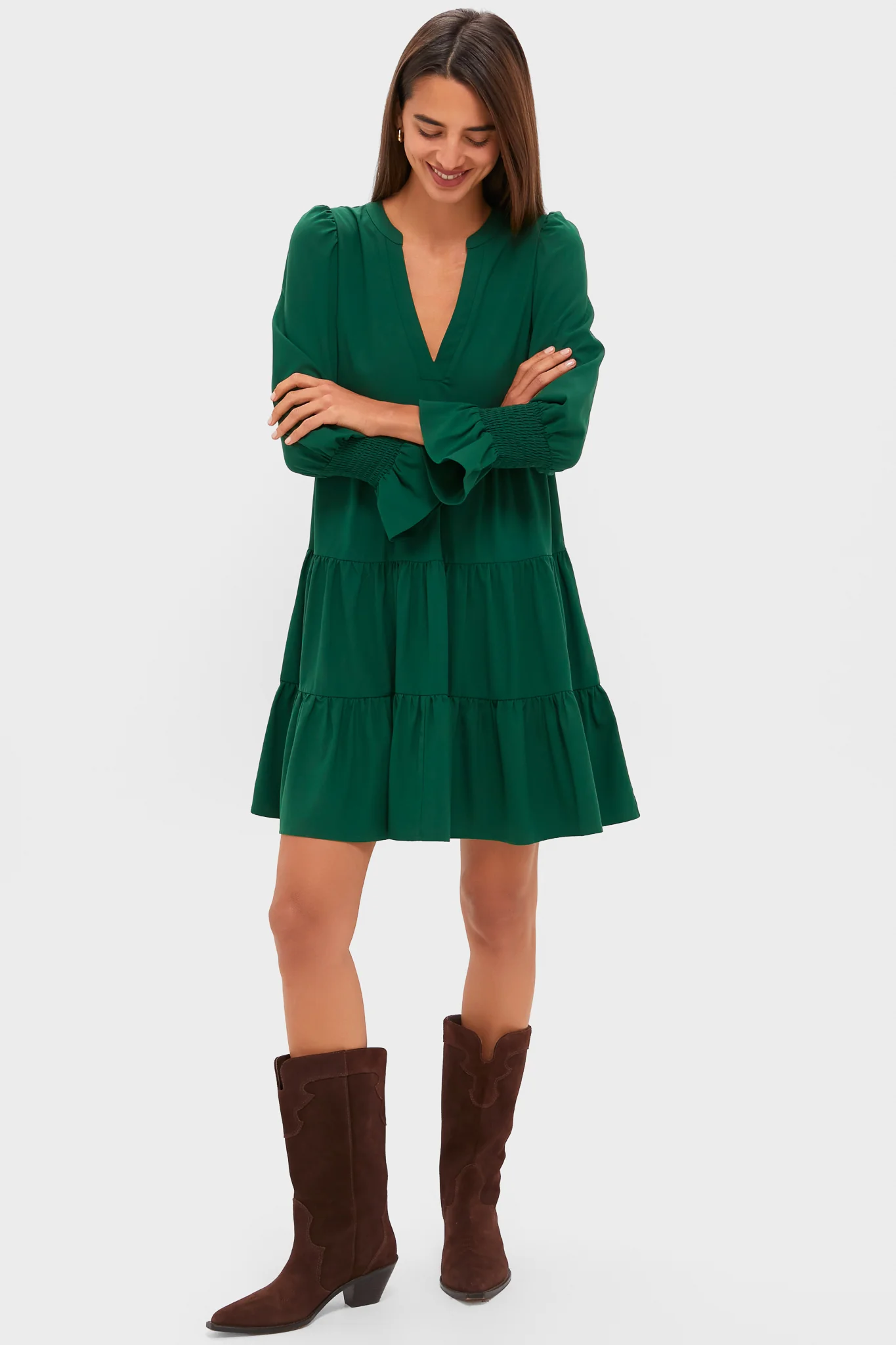 Hunter Green Crepe Kenzo Dress - Image 6