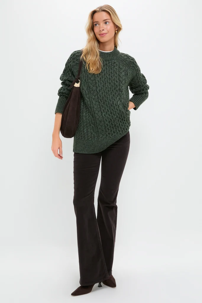 Hunter Green Galway Fisherman Sweater - Image 2