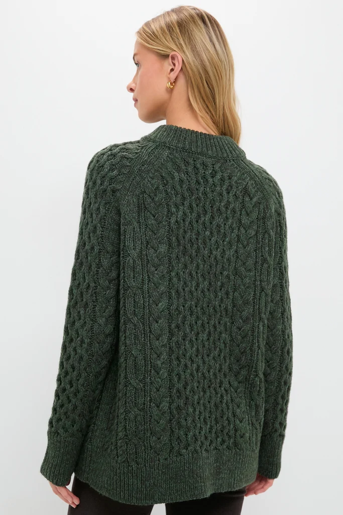 Hunter Green Galway Fisherman Sweater - Image 4