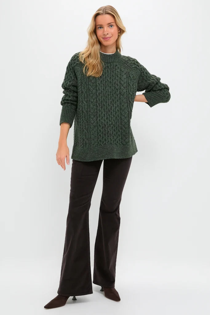 Hunter Green Galway Fisherman Sweater - Image 6