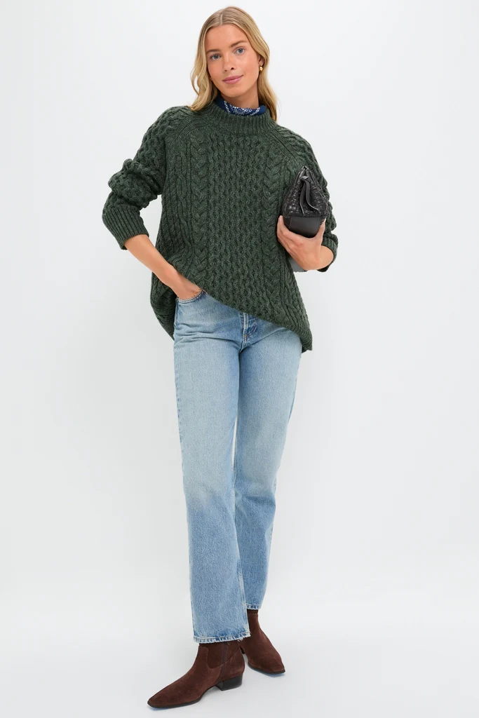 Hunter Green Galway Fisherman Sweater - Image 7